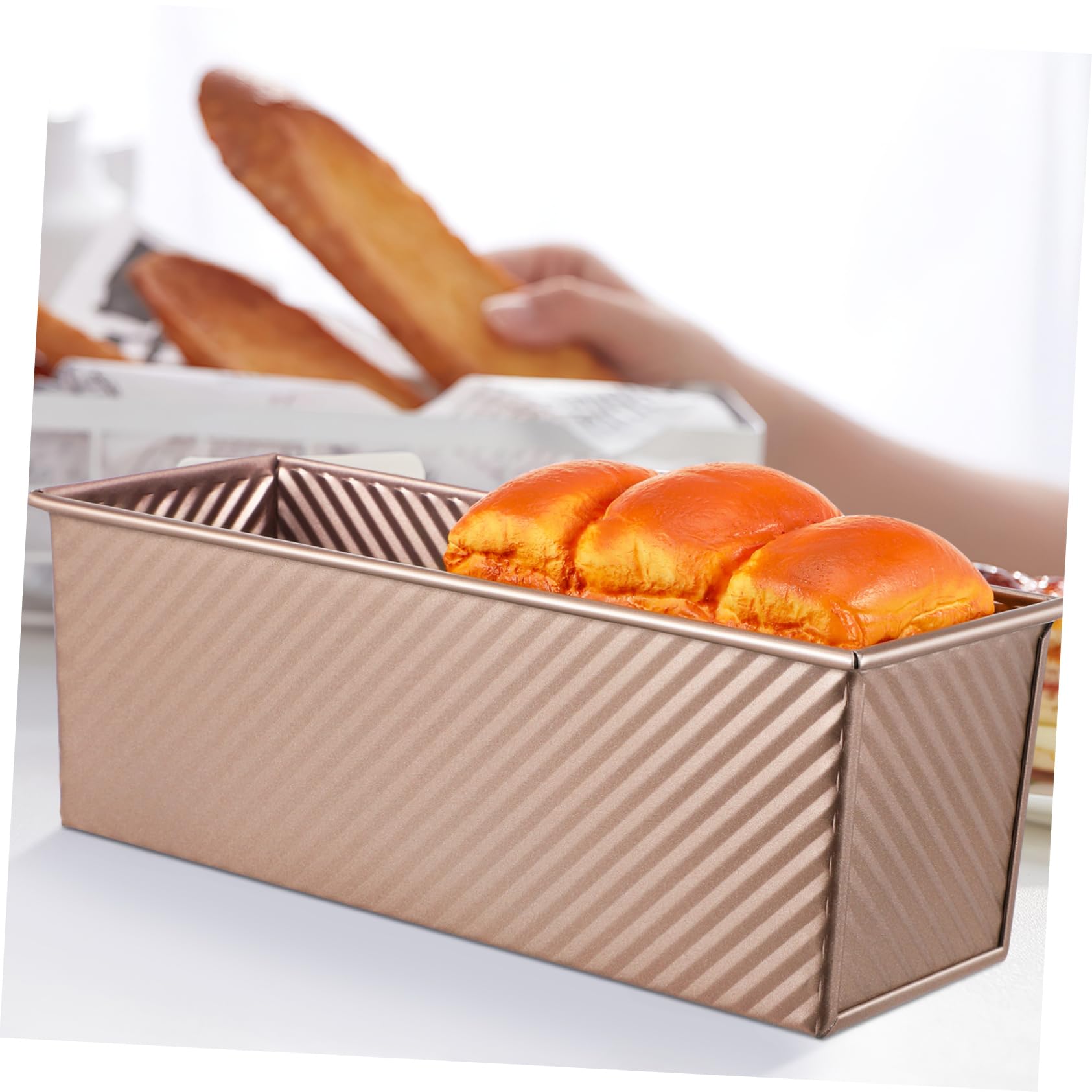 Alipis Kastenform aus Kohlenstoffstahl mit Deckel Wellenförmige Toastform für Selbstgebackenes Brot Rechteckige Brotform mit Belüftung und Stabiler Leistung für Backsessions