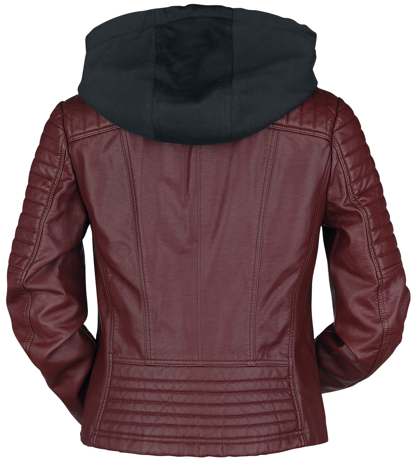 Black Premium by EMP Damen rote Kunstlederjacke mit Kapuze