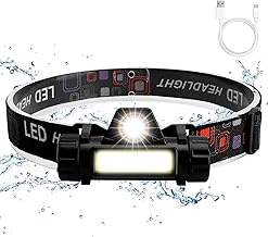 كشاف امامي LED قابل لاعادة الشحن عبر USB من انوينر، مصباح مقاوم للماء بتصنيف اي بي اكس 4 مع مغناطيس خفيف الوزن، كشاف امامي بطوق رأس قابل للتعديل للتخييم وركوب الدراجات والجري والصيد