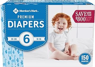 Member's Mark Premium Baby Diapers, Size 6 (35+ Pounds), 150 Count
