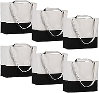 Vista 10 de Bolsa de lona reutilizable LINICE con asa larga y asa corta plegable, resistente y lavable (paquete de 3) Asas largas/cortas