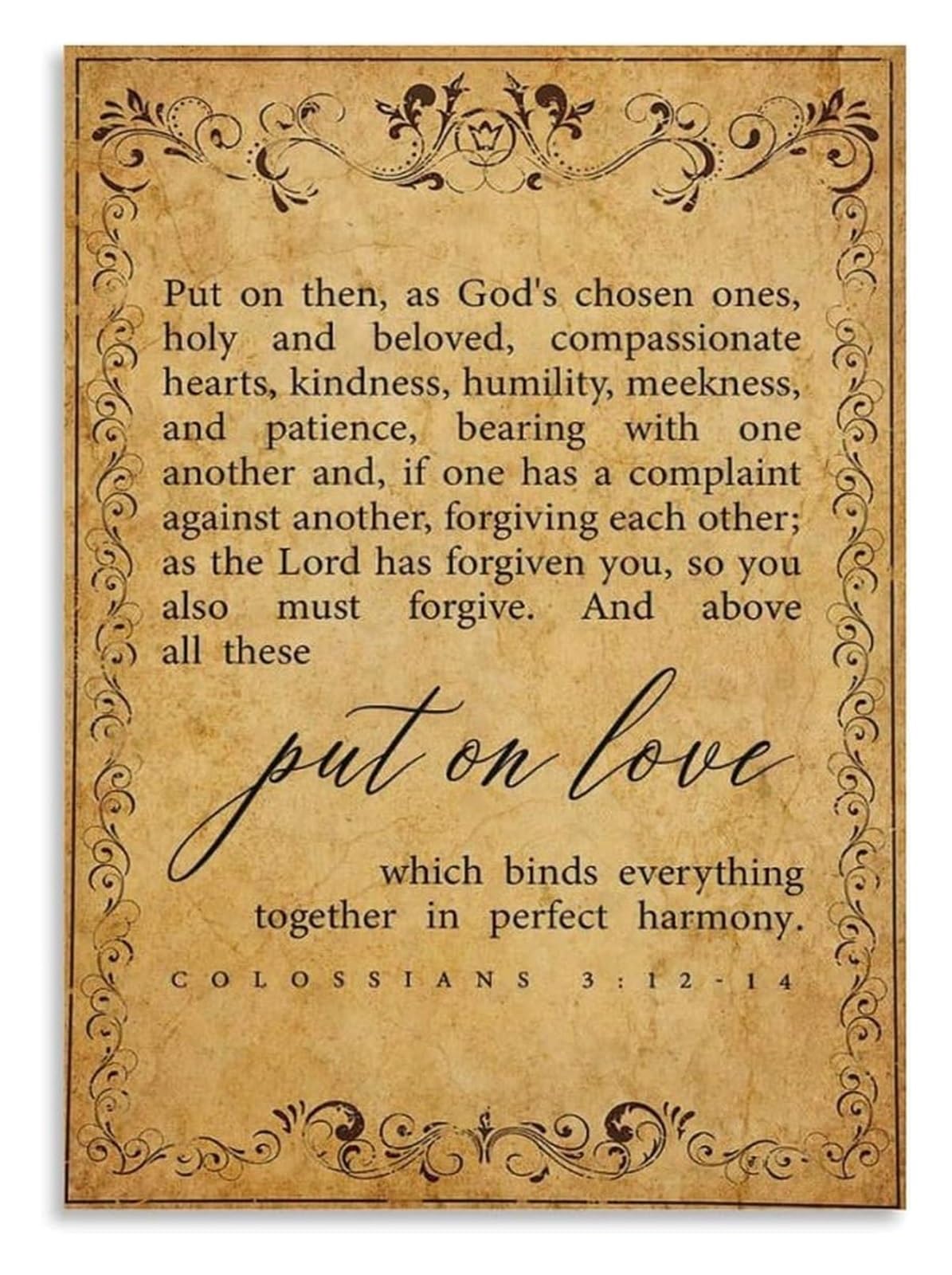 VWWJCCRO Colossians 3 12-14 Bible Verse Canvas Print Wall-Art Scripture Christian Home Decor Gift