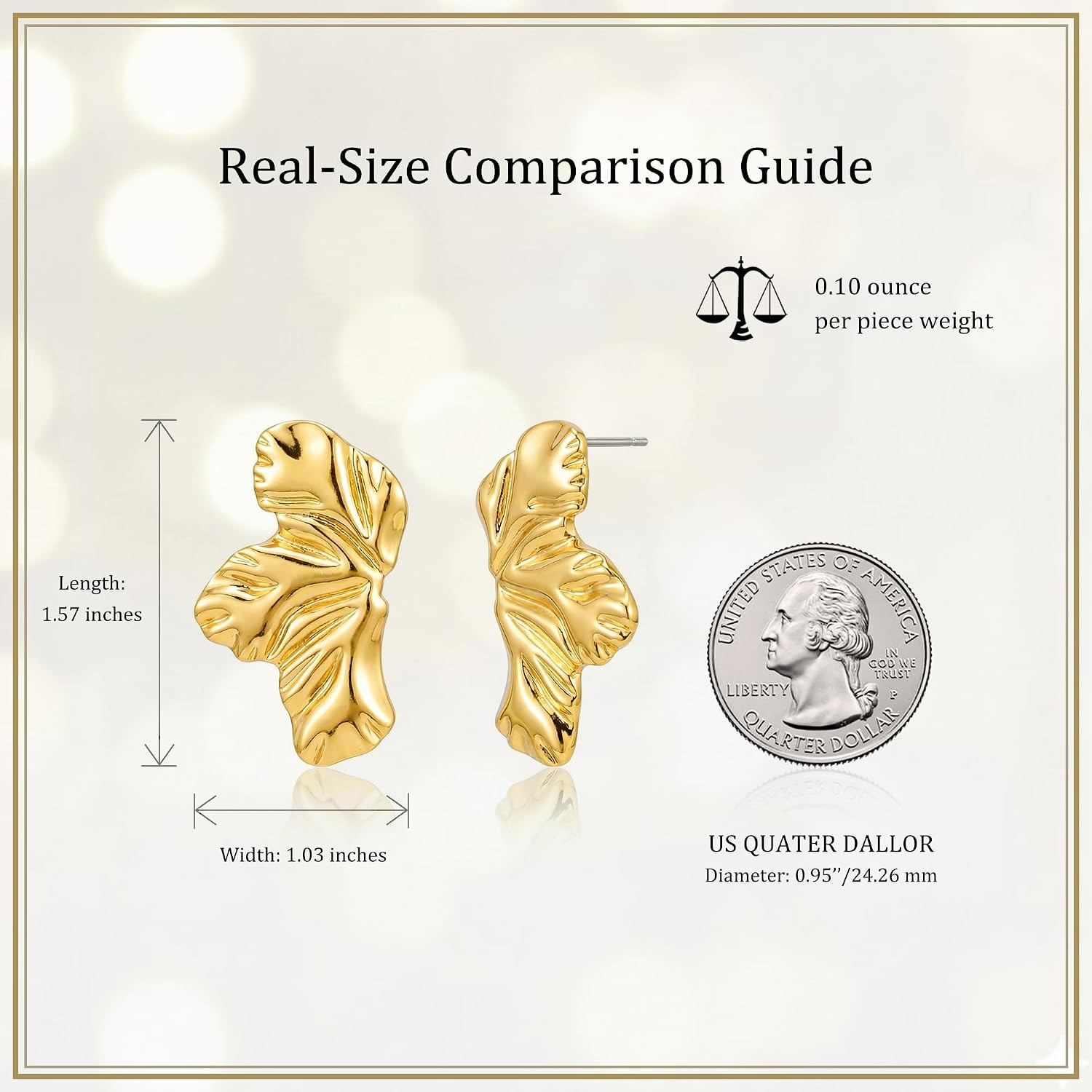 Jean Beau Chunky Gold Stud Earrings for Women Trendy Gold Plated Dangle Drop Prom Birthday Fashion Office Jewelry Gift image 3