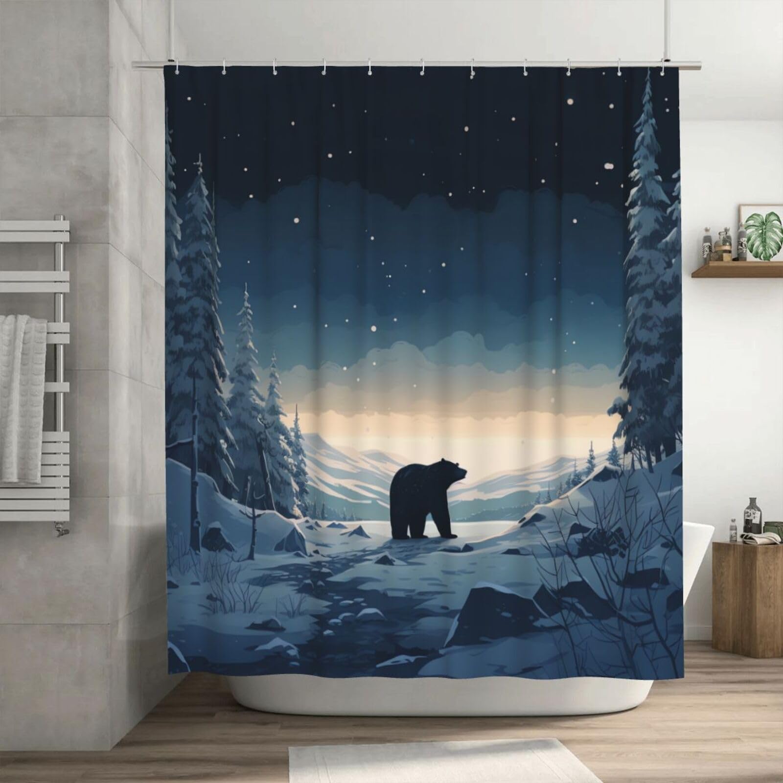 Rideau de douche ours polaire pour créer une ambiance hivernale et cocooning