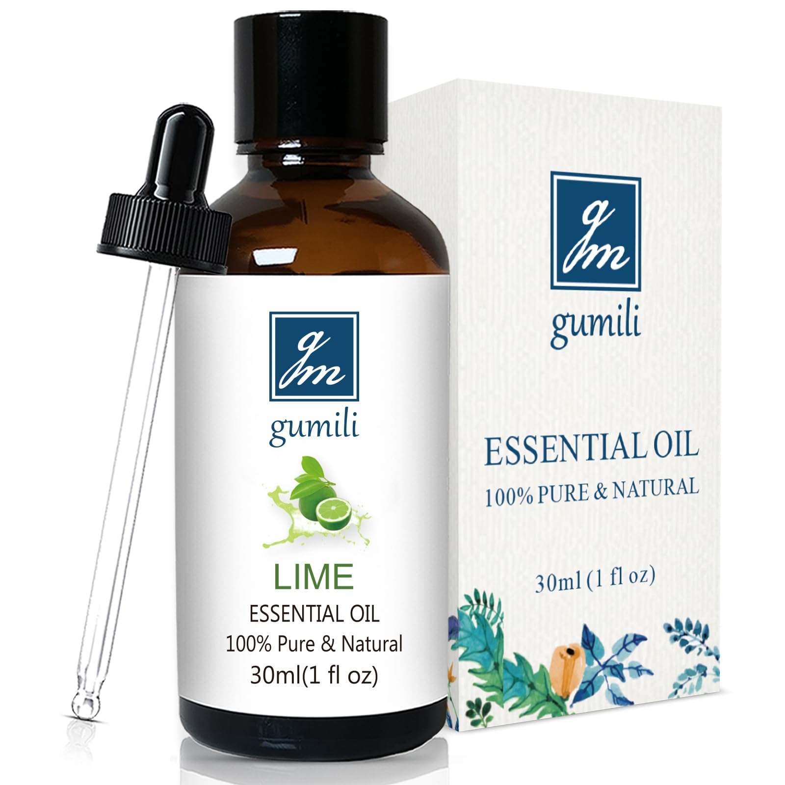 GM Gumili Lime Essential Oil 1 oz, 100% Pure &amp; Undiluted Lime Oil for Diffuser, Skin &amp; DIY, Natural Citrus Oils