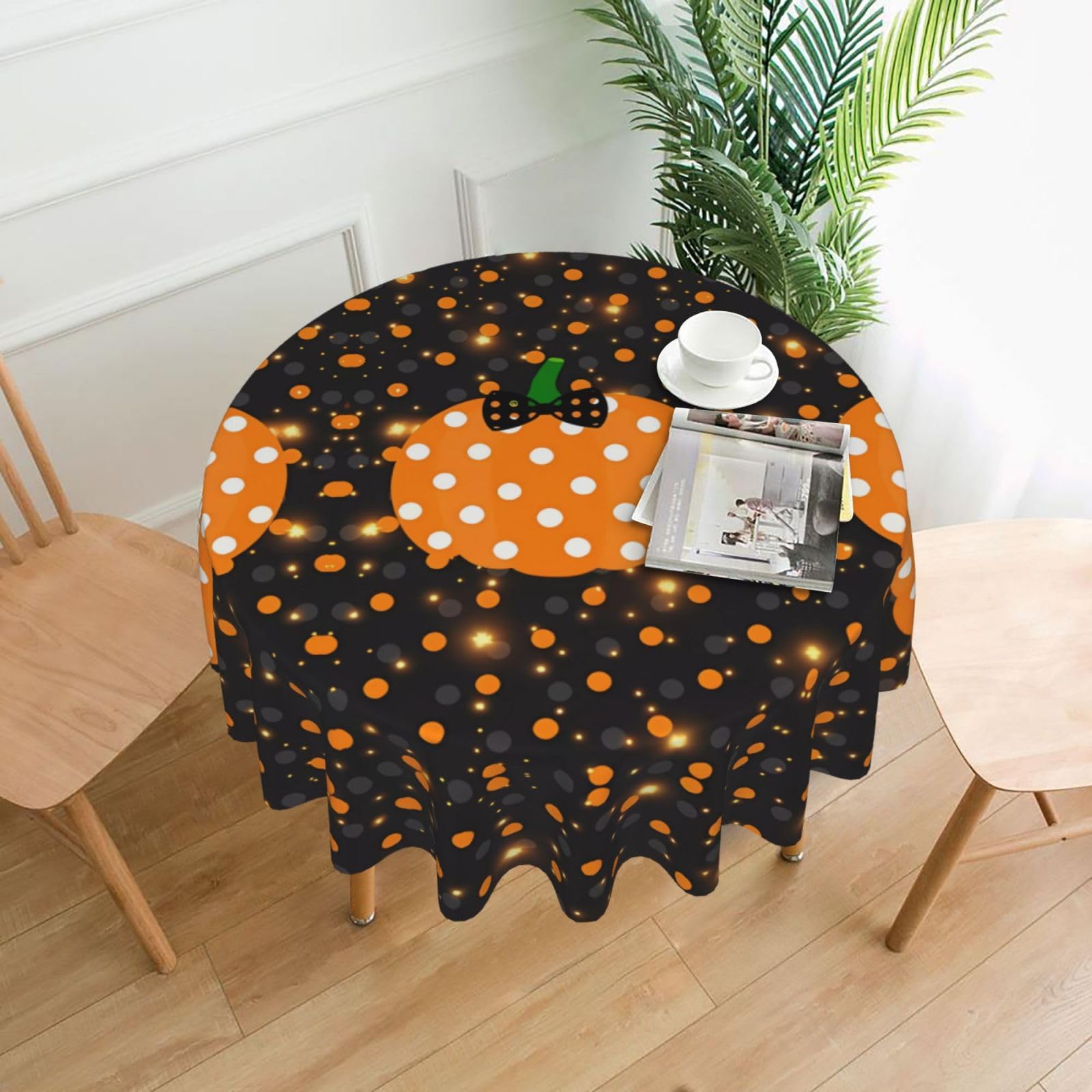 MROWYC Halloween Pumpkin Printed Practical Round Tablecloth, Durable, Suitable for Home, Restaurant, Hotel, Gathering, and Decorative Table Covers