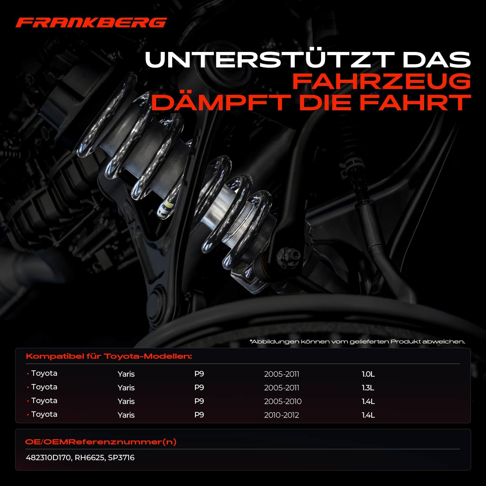 Frankberg 2x Fahrwerksfeder Hinterachse Links Rechts Kompatibel mit Yaris P9 Schrägheck 2005-2012 Replace# 482310D170