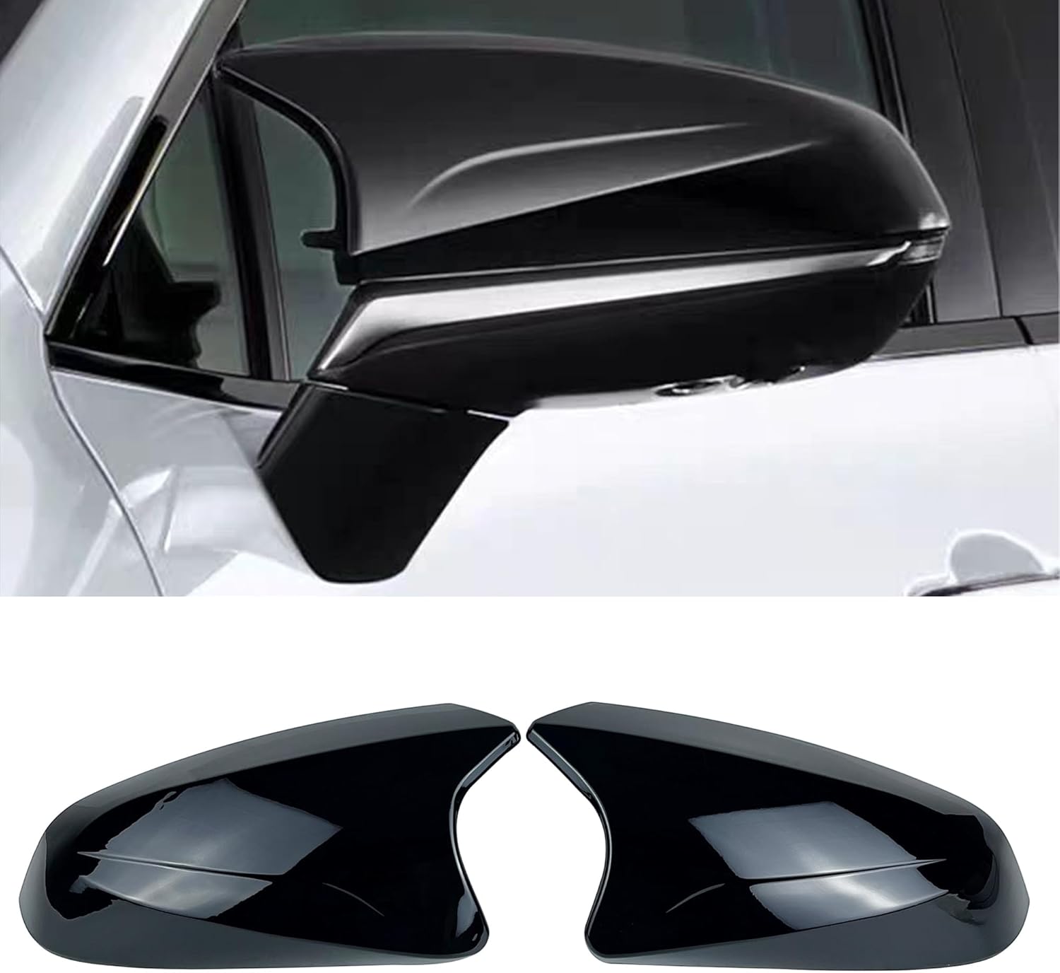 Rearview Mirror Cover,ABS,Ox Horn Style Side Mirror Cover Caps,Mirror Cap Covers Compatible with Lexus NX RX NX200 RX300 450h 2016-2022 (Glossy Black Style)