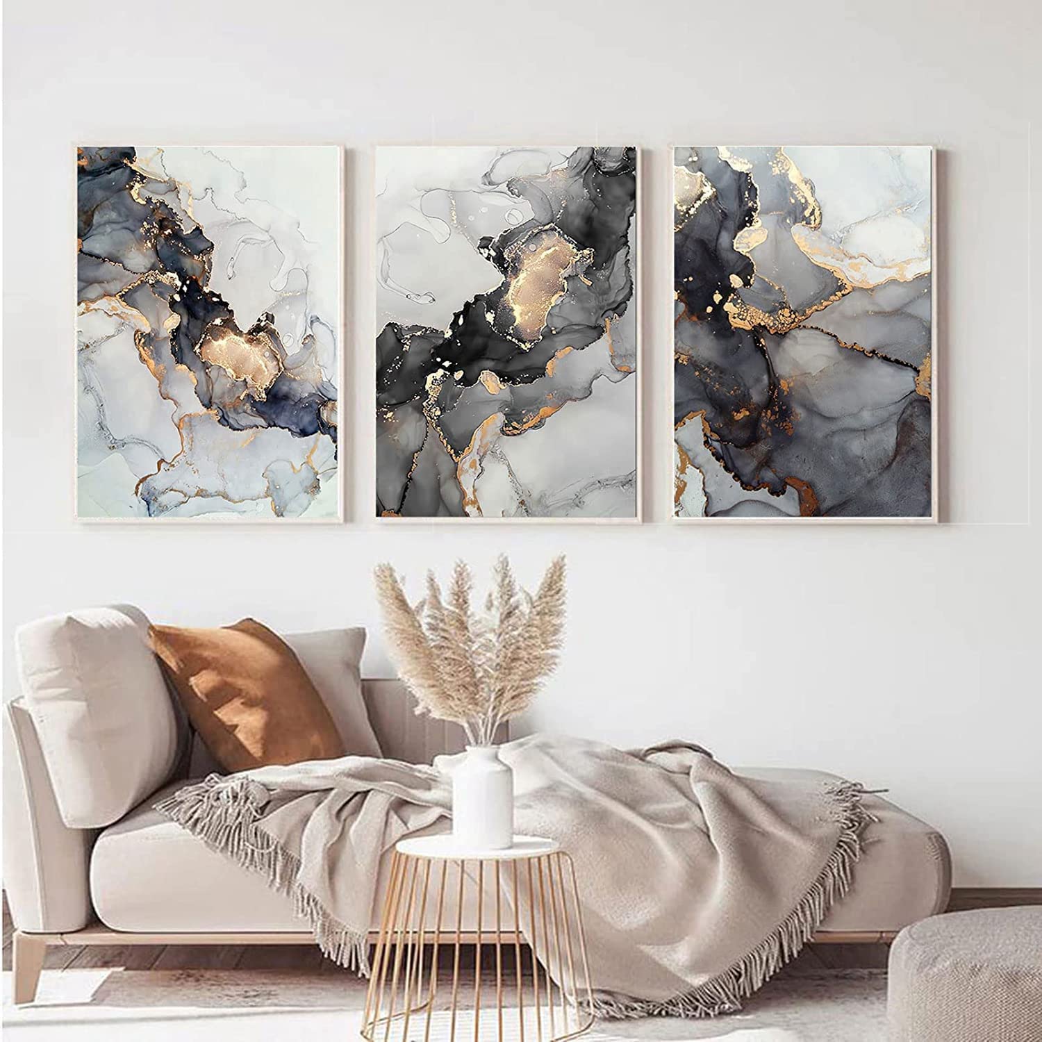 MKHFUW Living Room Bedroom Marble Background Ink Painting Poster, Modern Abstract Picture Set Wall Painting Art Decoration - Image 4