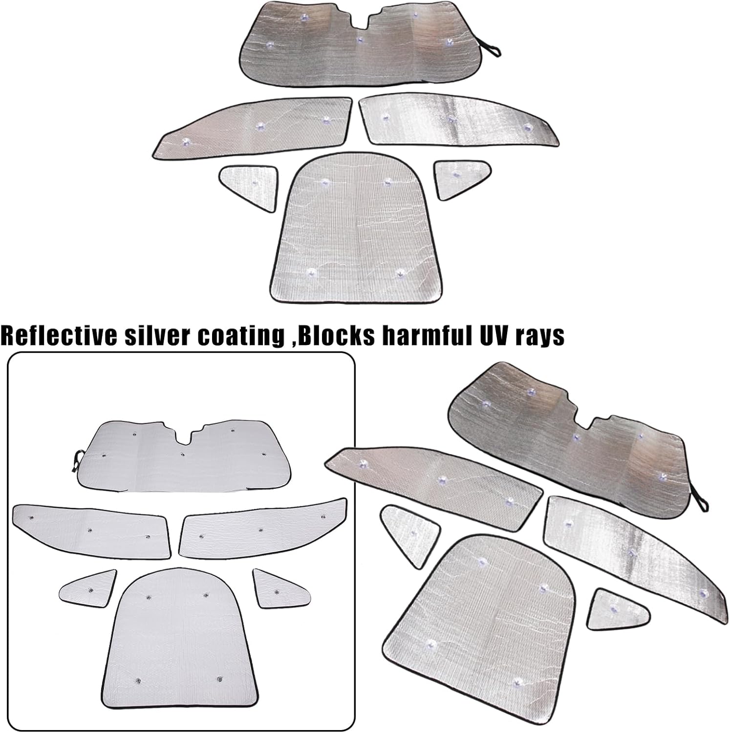 Car Windshield Sun Shade Compatible with Jaguar F-Type 2013-2024， Window Sun Visor Protector,UV Protection Heat Insulation Windshield Sunshade (6 Piece)