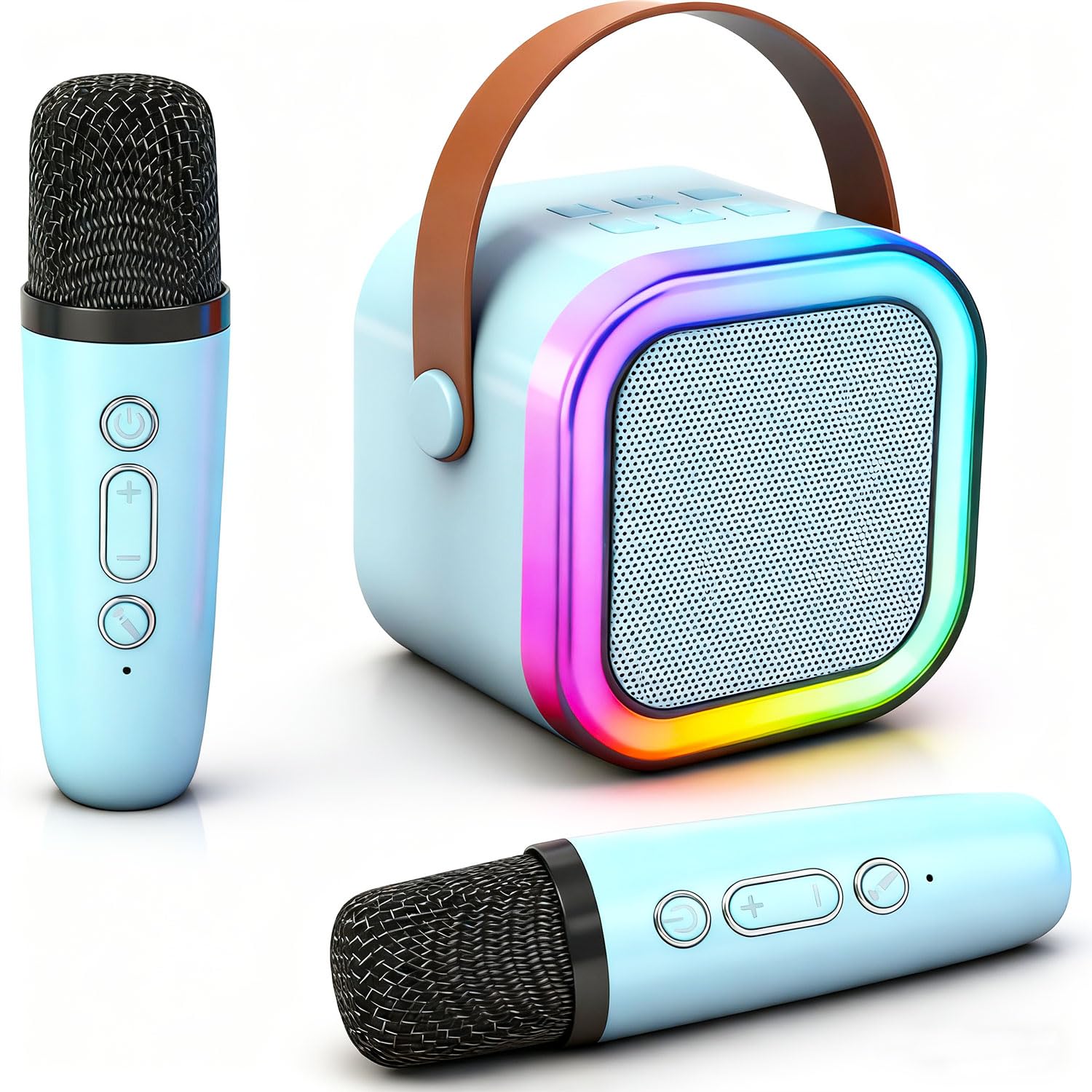 Mini Karaoke Machine for Kids Adults, Portable Bluetooth Karaoke Speaker with 2 Wireless Microphone and Lights Toys for 4, 5, 6, 7, 8, 9,10 Year Old