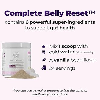 Happy Mammoth Complete Belly Reset Digestive Health Supplement Powder for Men & Women, Supports Gut Health, Reduces Bloating & Gas, Promotes Bowel Regularity, 24 Servings Vanilla Flavor