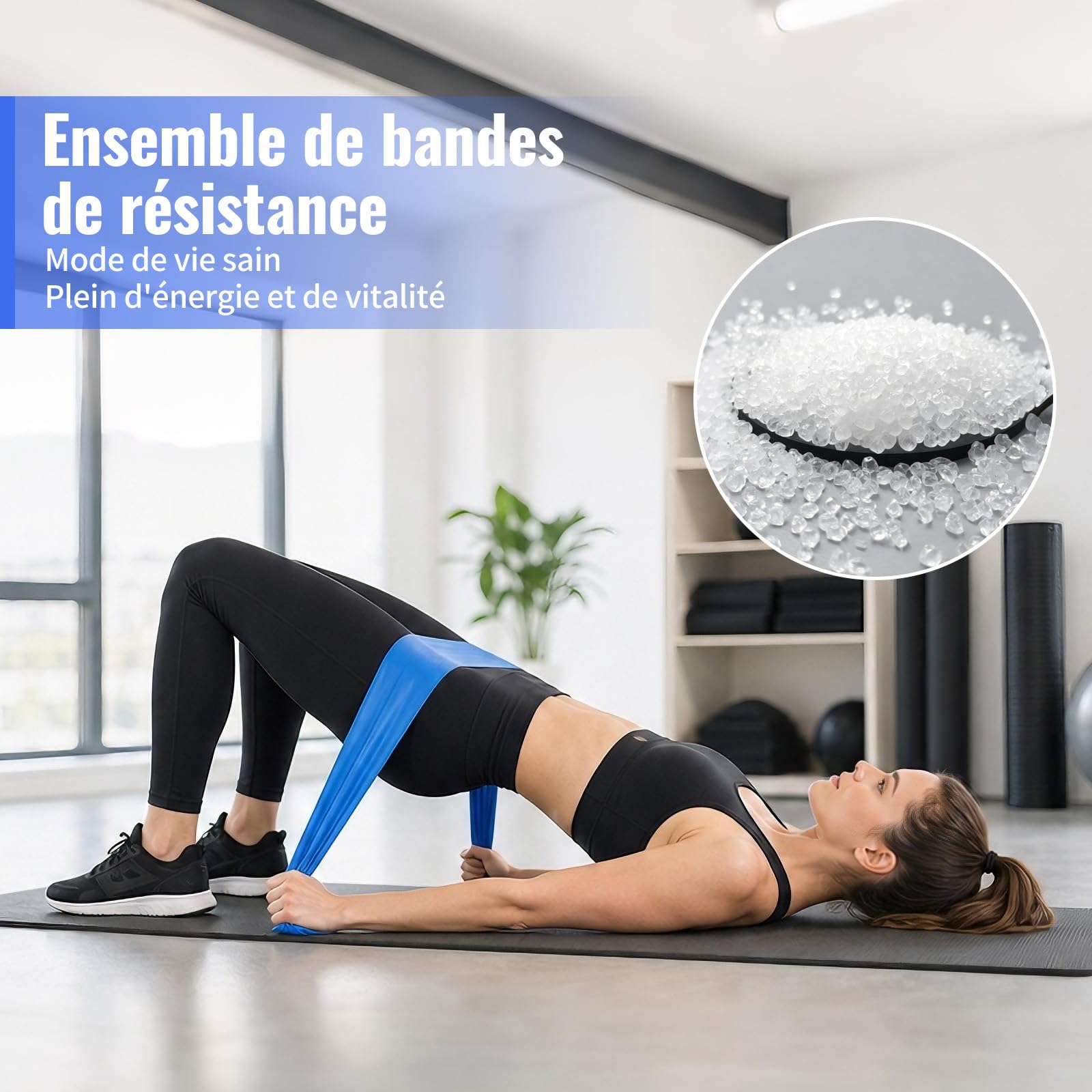 Bandes Élastiques Musculation 1.5M 4 Niveaux Résistance pour Sport Yoga Pilates
