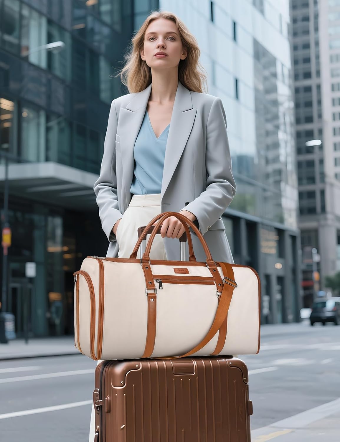 Noozion Convertible Garment Duffel Bag for Travel - Carry On Garment Bags With Toiletry Bag Large Weekender Bag for Men Women 2 in 1 Hanging Suitcase Suit Travel Duffel Overnight Bags - Image 6