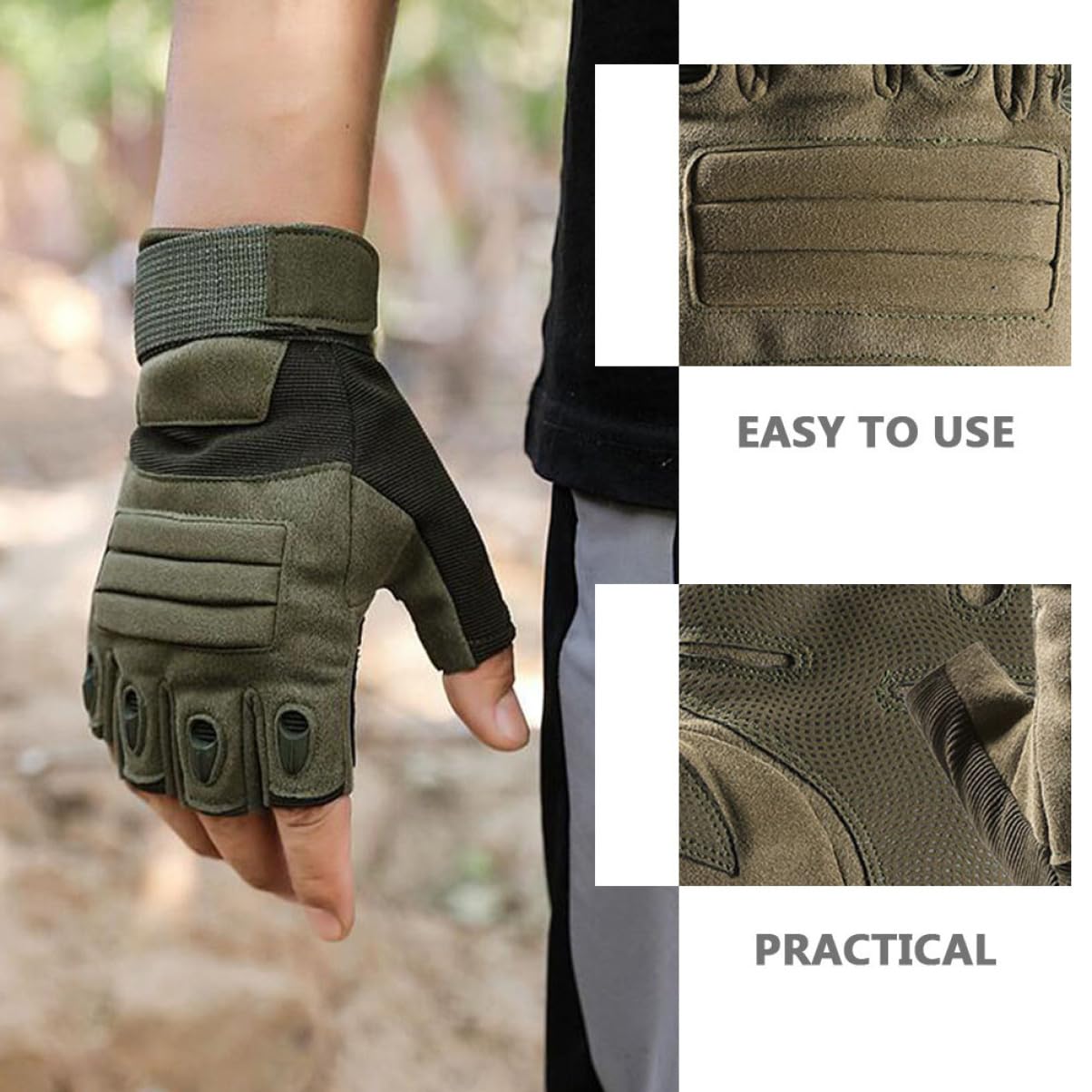 VANZACK 1Pair Outdoor Half Finger Gloves for Cycling and Mountaineering Skid Sports Gloves with Durable Material for Use for Winter Activities and Outdoor Adventures