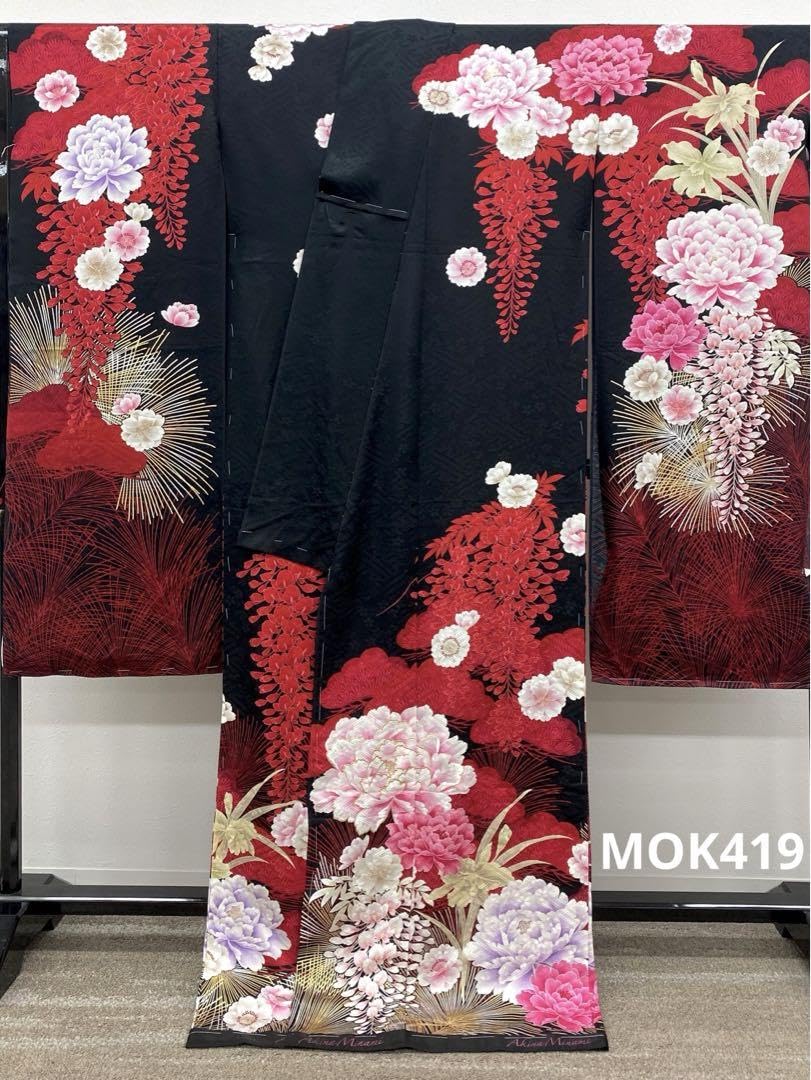 振袖 仮絵羽 ラメ刺繍 金彩 紋意匠 正絹 未仕立て品 八掛付き