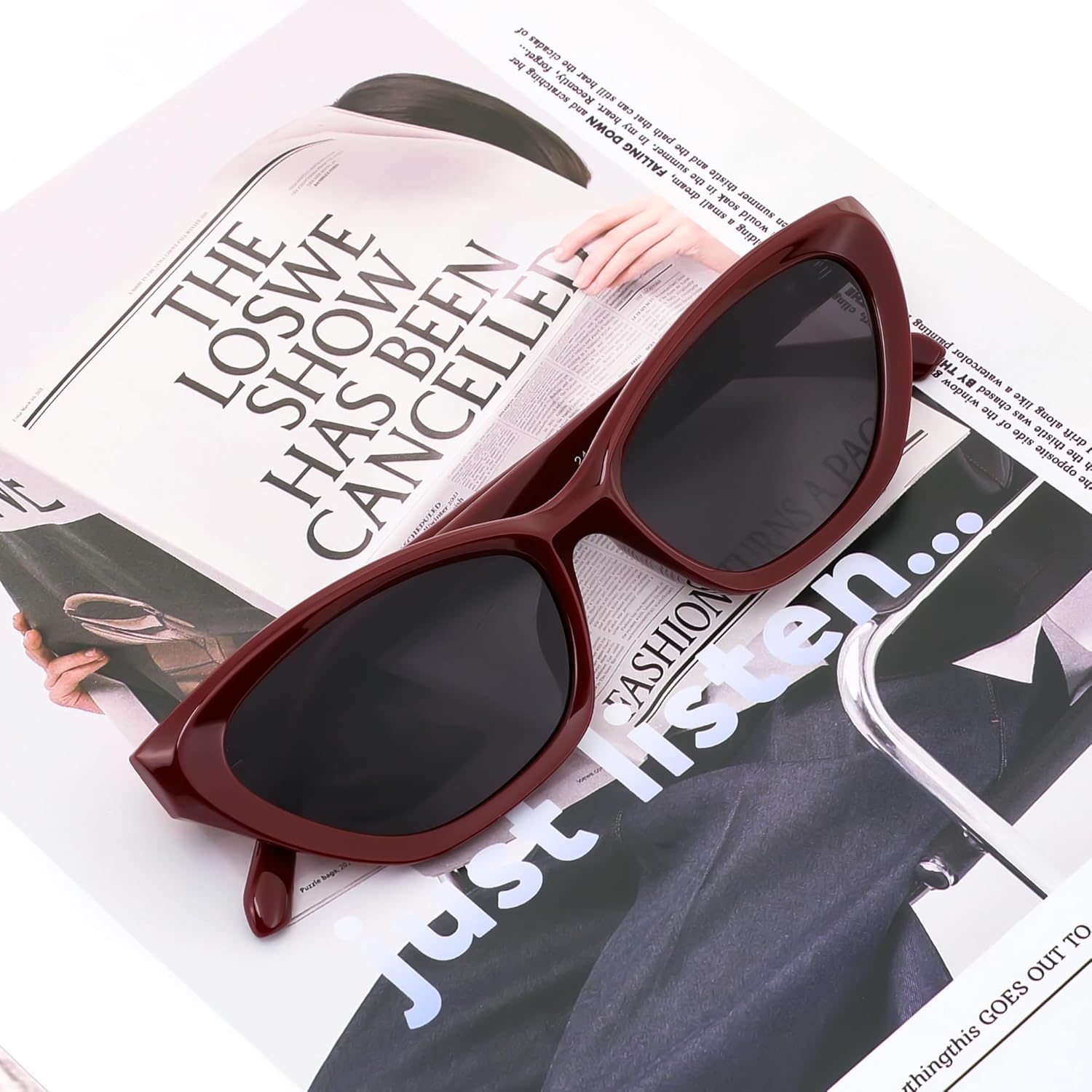 FEISEDY Retro Cat Eye Sunglasses for Women 90s Square Chic Chunky Small Frame Men Sun Glasses B9173 - Image 6
