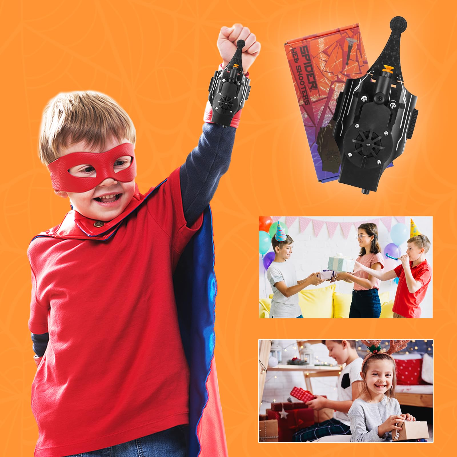 HNCSFW Spider Silk Launcher for Kids,Web Shooters- USB Type c Charging, Launch Distance 8ft - Can Grab Small Objects-Variety of Play Modes ((Black)): (Black )Kids Edition