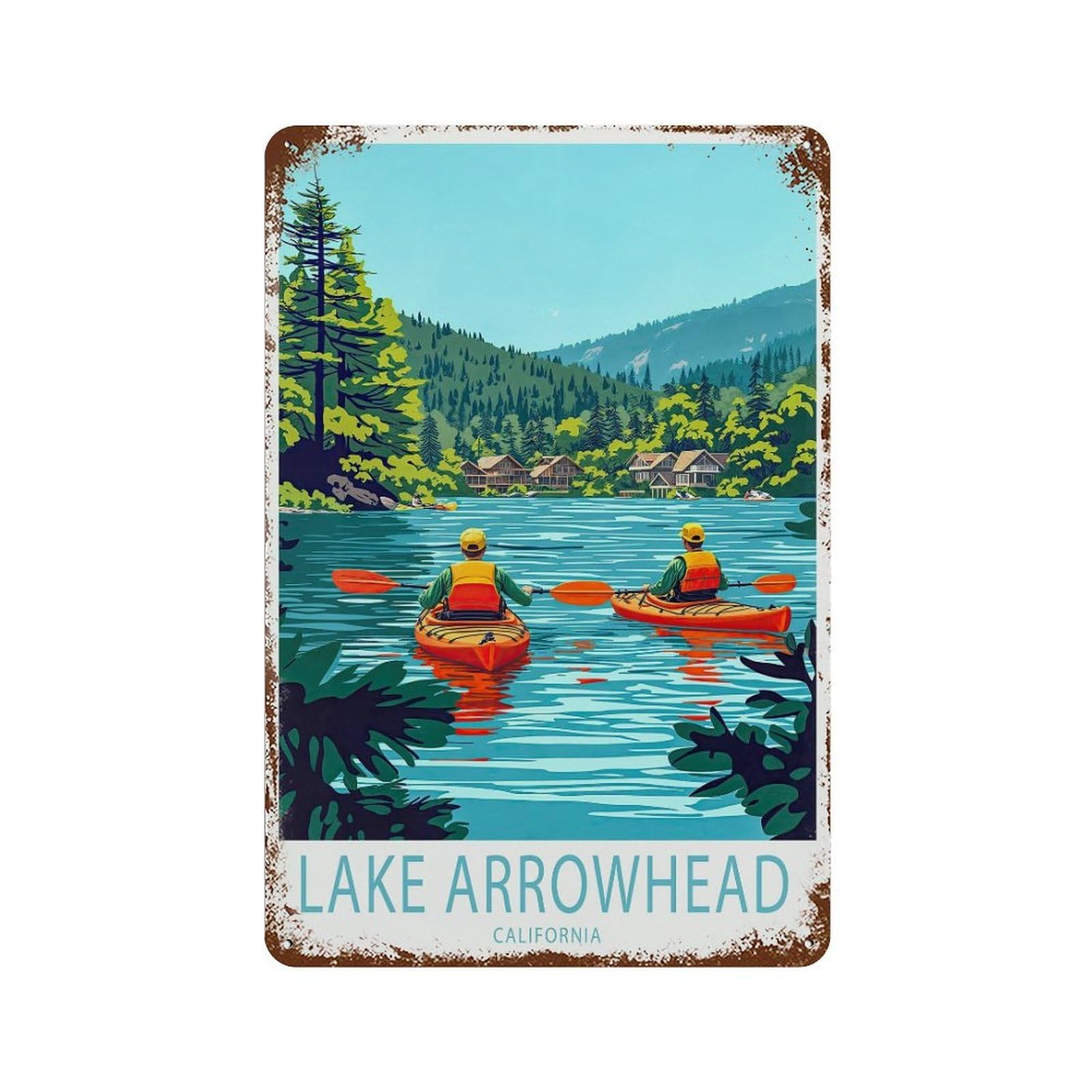xiaoxiaoshen Lake Arrowhead Travel California (2) Wall Decor Art Metal Tin Poster Modern Home Decor Art Home Bar Shop Decorations Vintage Sign 30x20cm