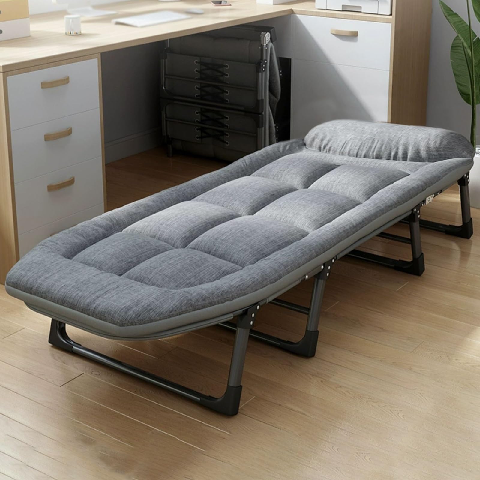 Brandina da Campeggio Pieghevole con Materassino, Portatile Lettino da Campeggio Pieghevole per Adulti con capacità di 130 kg per Viaggi Ufficio Campeggio(180x65x30cm)