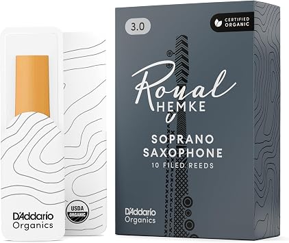 DAddario Royal | Hemke Organic Soprano Saxophone Reeds, Strength 3.0, 10-pack