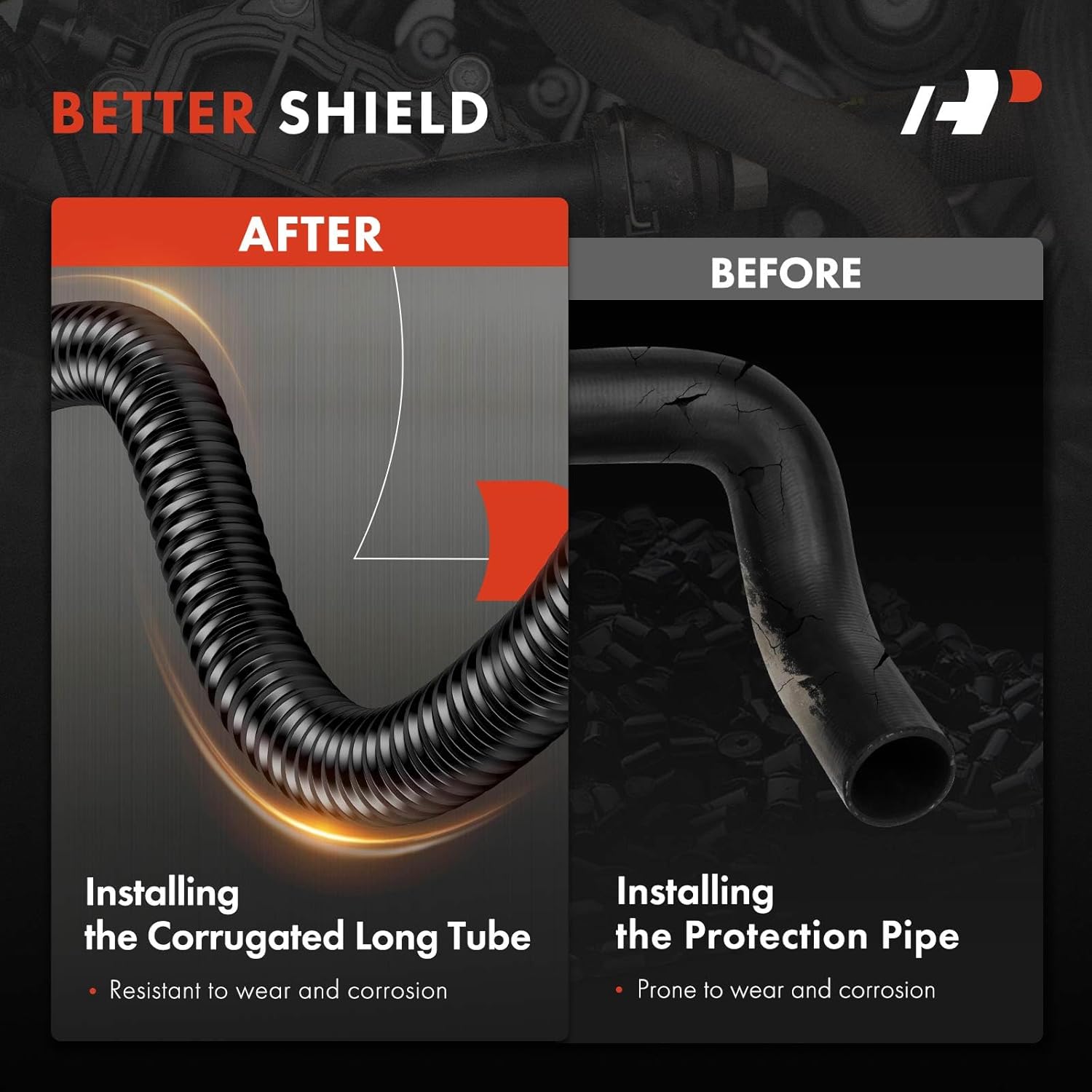 A-Premium 44" Universal Flexible Radiator Hose - Stainless Steel Water Hoses Adapter Coolant Hose Kit - with 4Pcs Polished Aluminum Caps (8 Clamps) Black