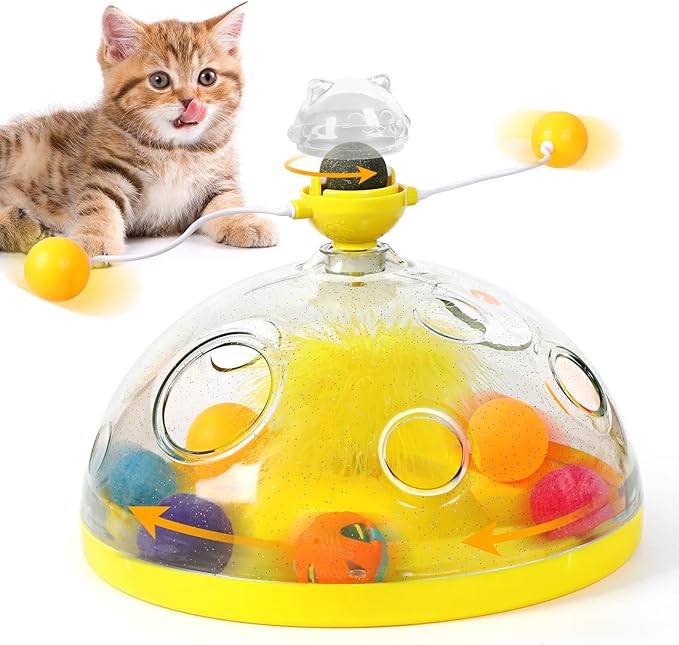 HOPET Interactive Cat Toy for Indoor Cats, Catnip Balls Roller Tracks