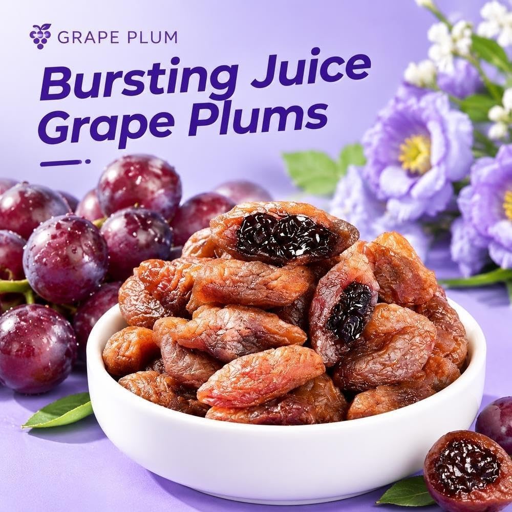 Bocadillo jugoso de fruta de ciruela y uva