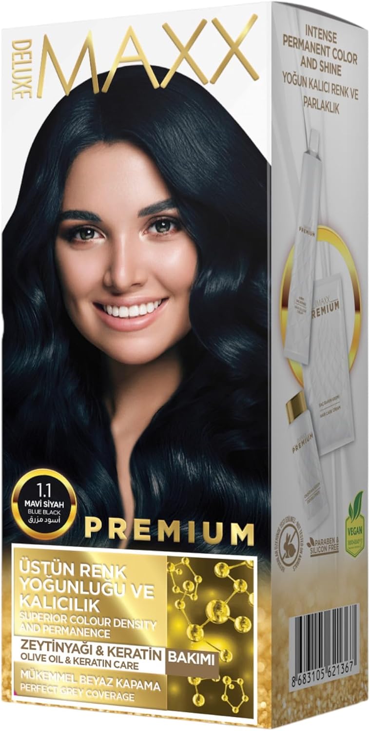 Maxx Deluxe Premıum Yarı Kit Set Saç Boyası 1.1 Mavi Siyah
