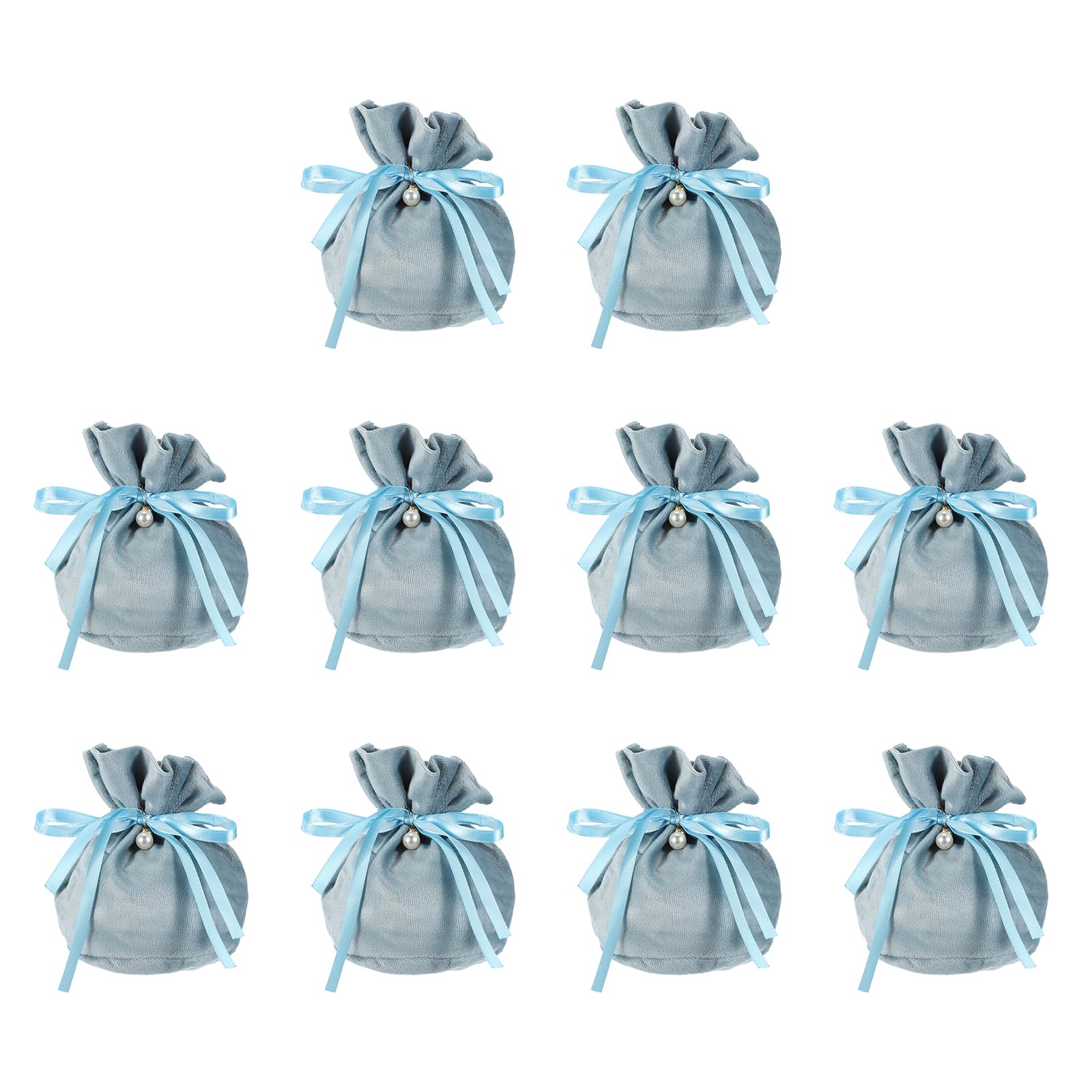 PATIKIL Velvet Drawstring Bags 6"x6", 10 Pcs Velvet Gift Bag with Pearl, Mini Candy Packaging Storage Pouches for Christmas Jewelry Webbing Party
