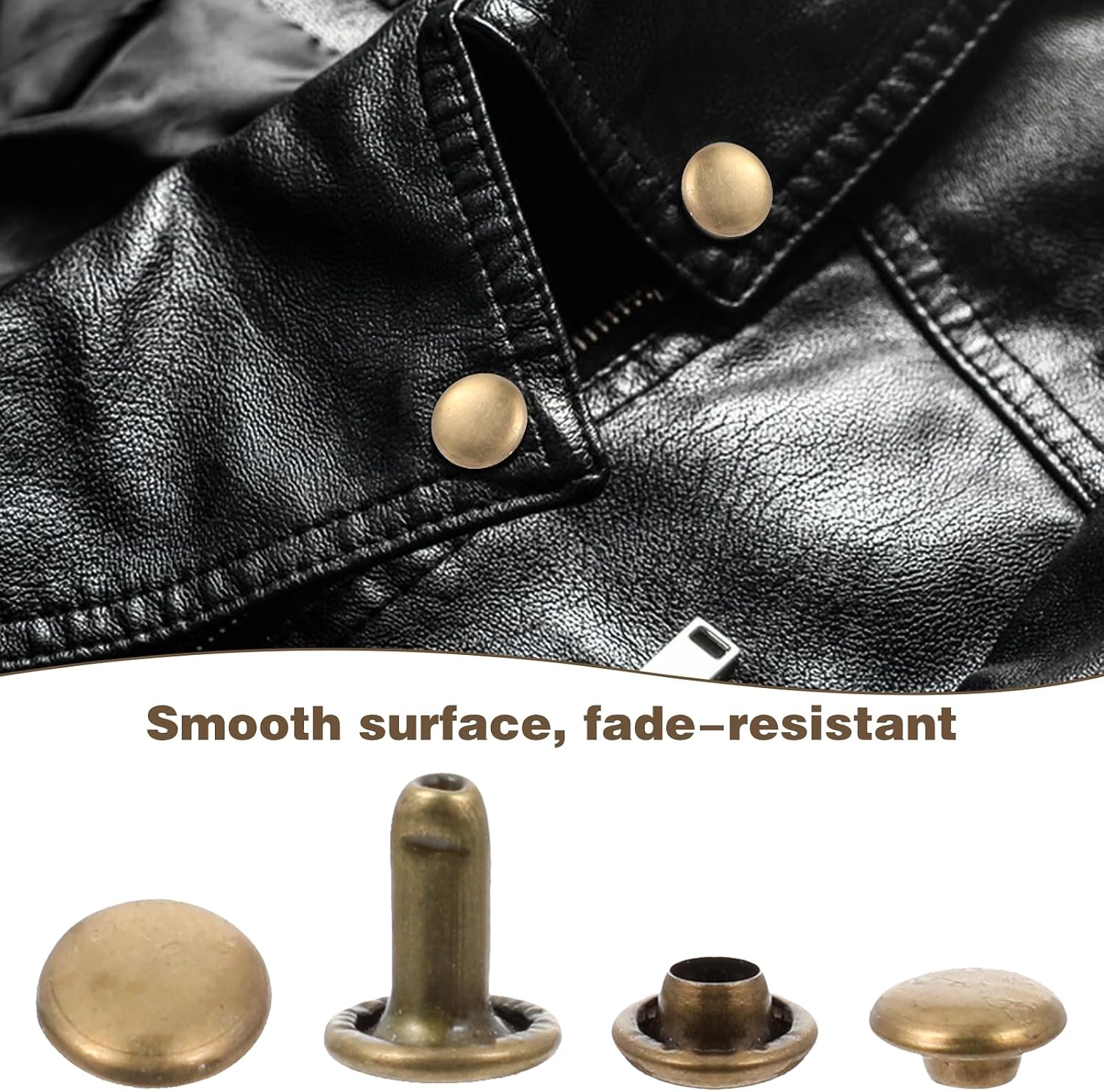 200sets Double Round Cap Leather Rivets Double Cap Rivets Tubular Leather Studs Repairs Metal Rivet Decoration Fabric Rivet Leathers Fasteners for Crafting Clothes Shoes Accessories (6mm Bronze)