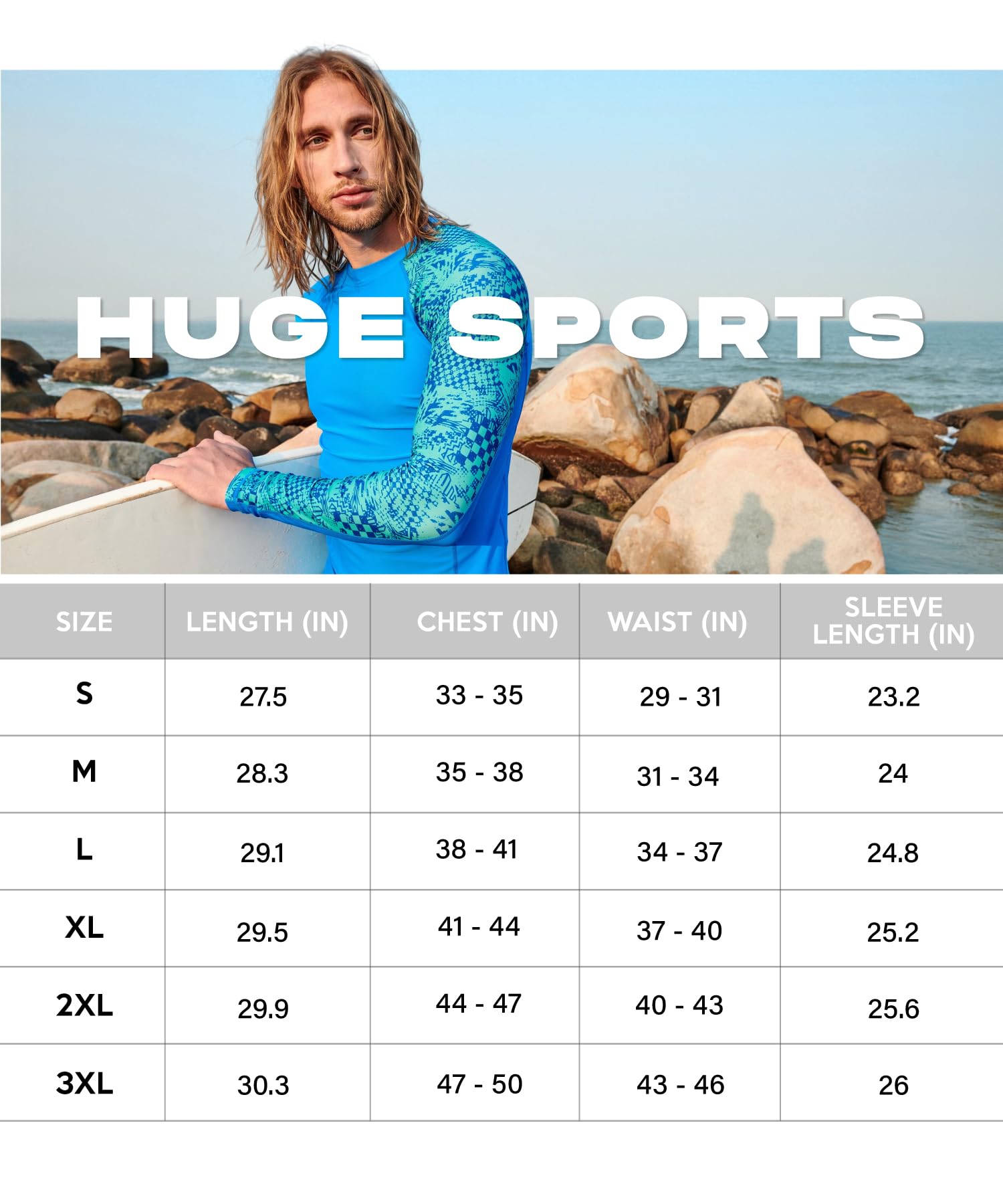 HUGE SPORTS Rash Guard - Protecci¨®n De para Surf para Hombre