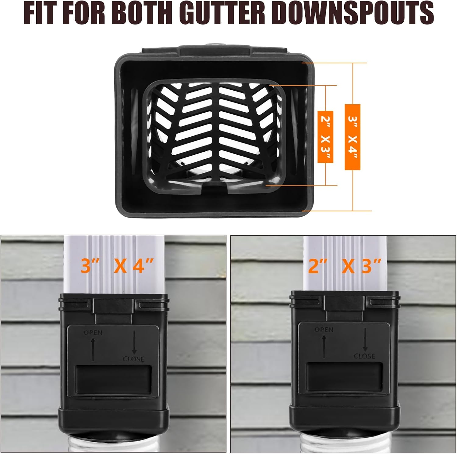 Downspout Filter, Downspout Leaf Filter, Gutter Downspout Guard, Downspout Screen Filters, Leaf Removers（2PCS） (Black)