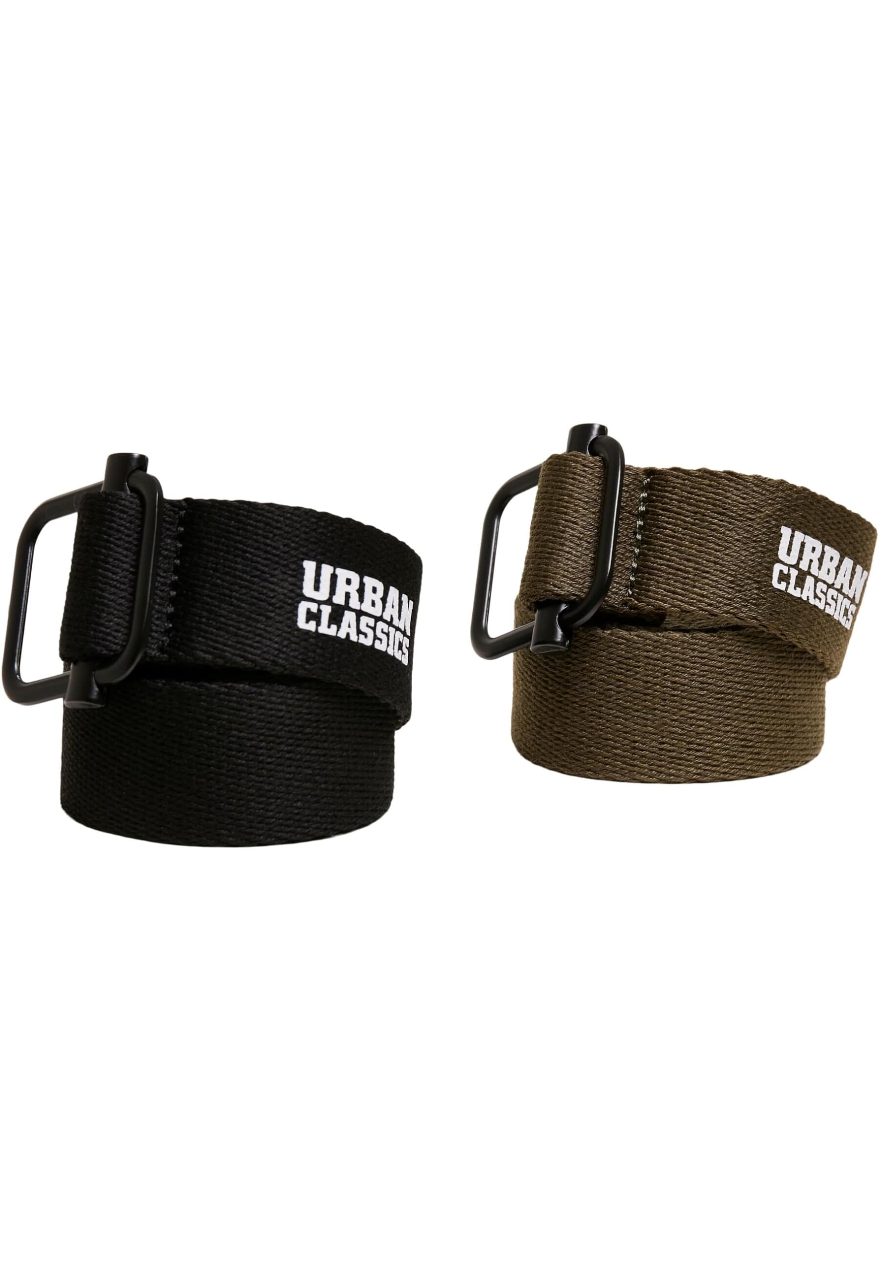 Urban Classics Unisex_Adult Industrial Canvas Belt 2-Pack, Black/Olive, Small-Medium
