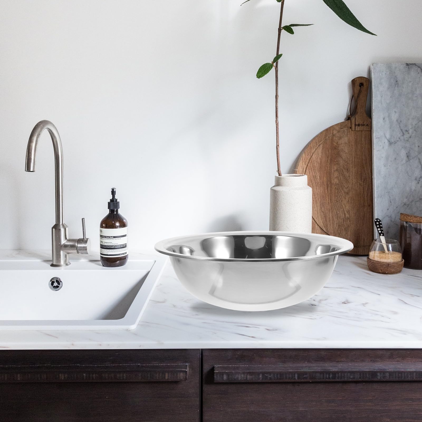 Lavabo Portátil de Acero Inoxidable para Lavar los Pies Cara, Diseño Multifuncional y Elegante 29 Cm de Diámetro, Adecuado para Viajes y Uso Diario