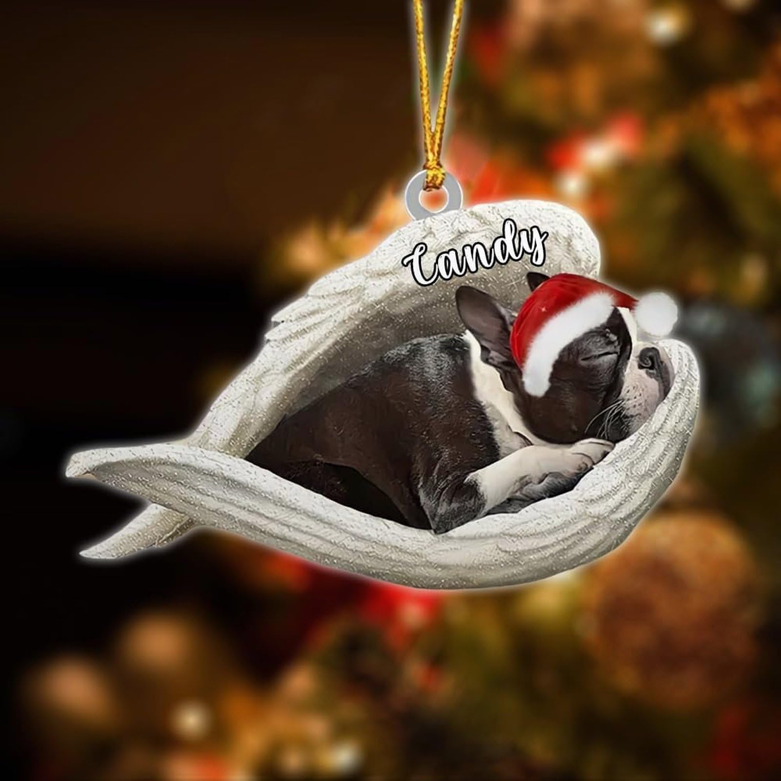 Luckluccy Boston Terrier Custom Dog Angel Christmas Ornament,Acrylic 2025,Gifts For Dog Lovers,Tree Decor
