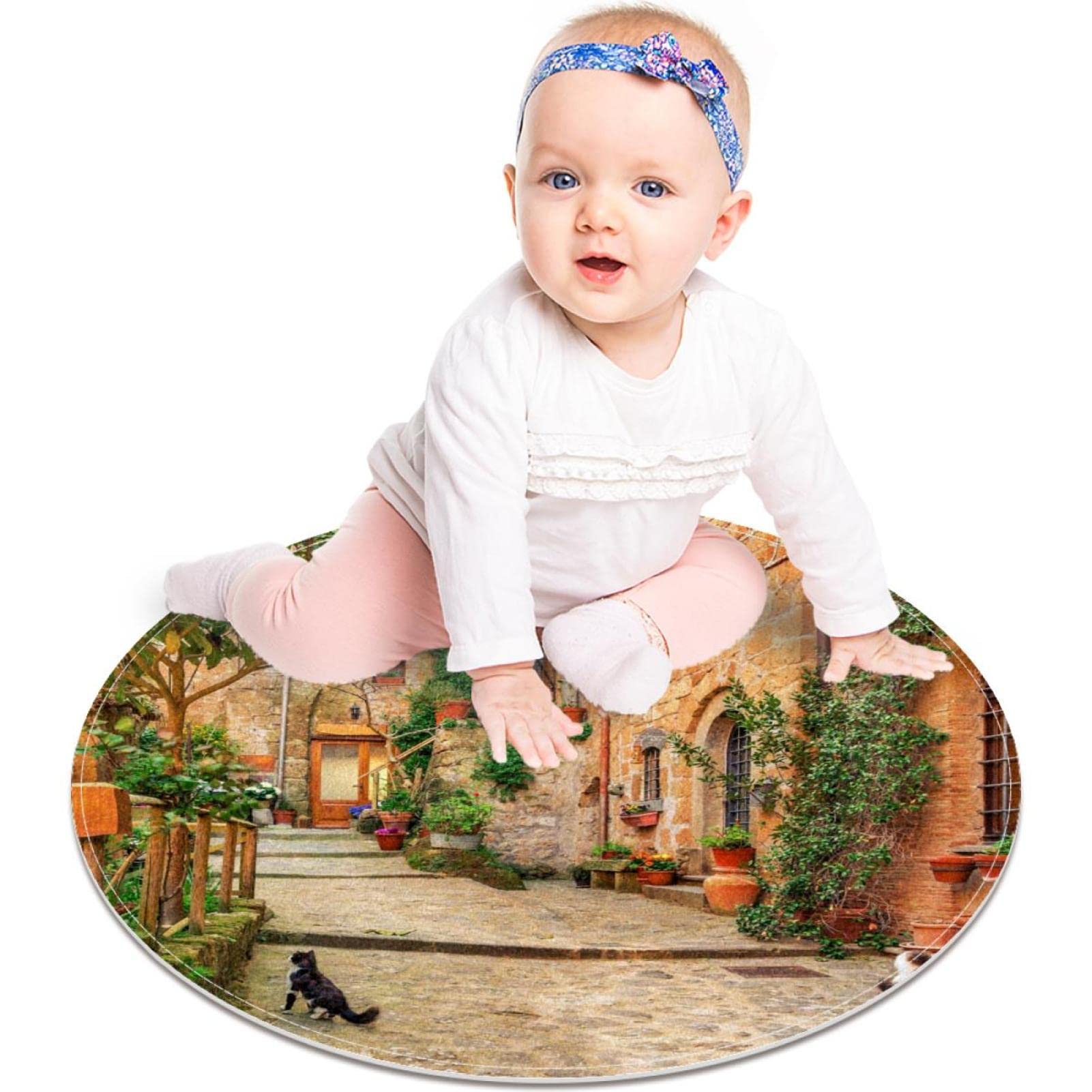 Small Area Rugs for Living Room,Town House Tree,Decorate Bedroom Rug Floor Carpet Area Rug 23.6x23.6 Inches