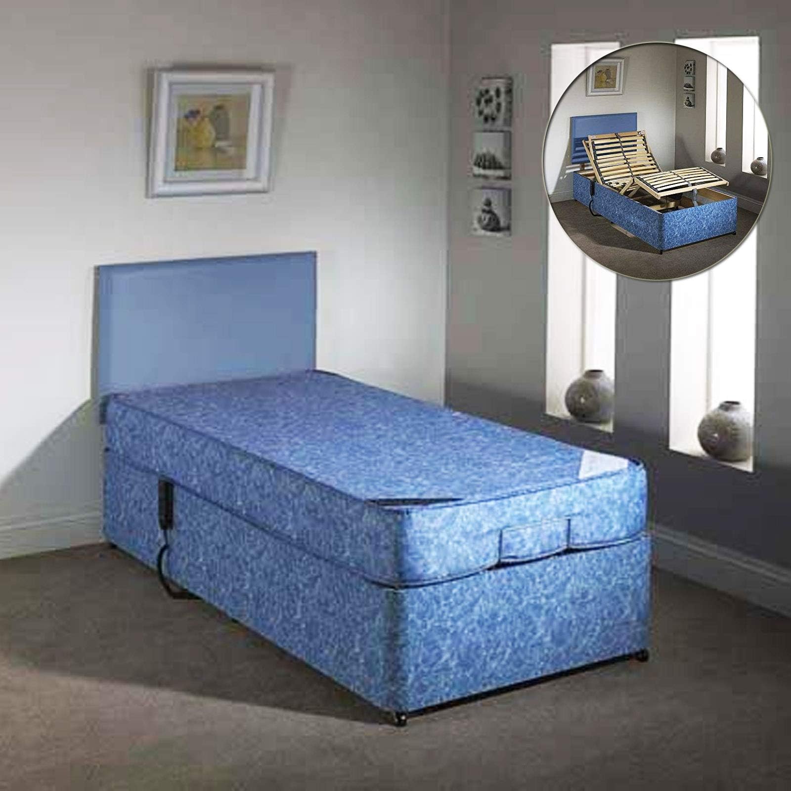 3ft Single Waterproof Memory Foam Electric Adjustable Bed with FREE Headboard – High Quality Sleepkings