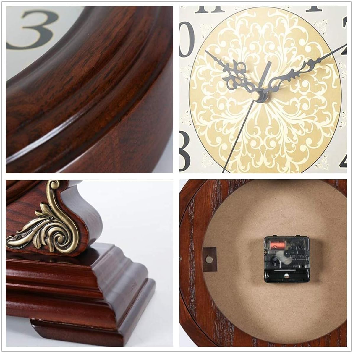 Mantel Clocks Wood Mantle Clock with Westminster Chime. Solid Wood Decorative Chiming Mantel Clock 8.7" Large Dial Shelf Decorative Clock