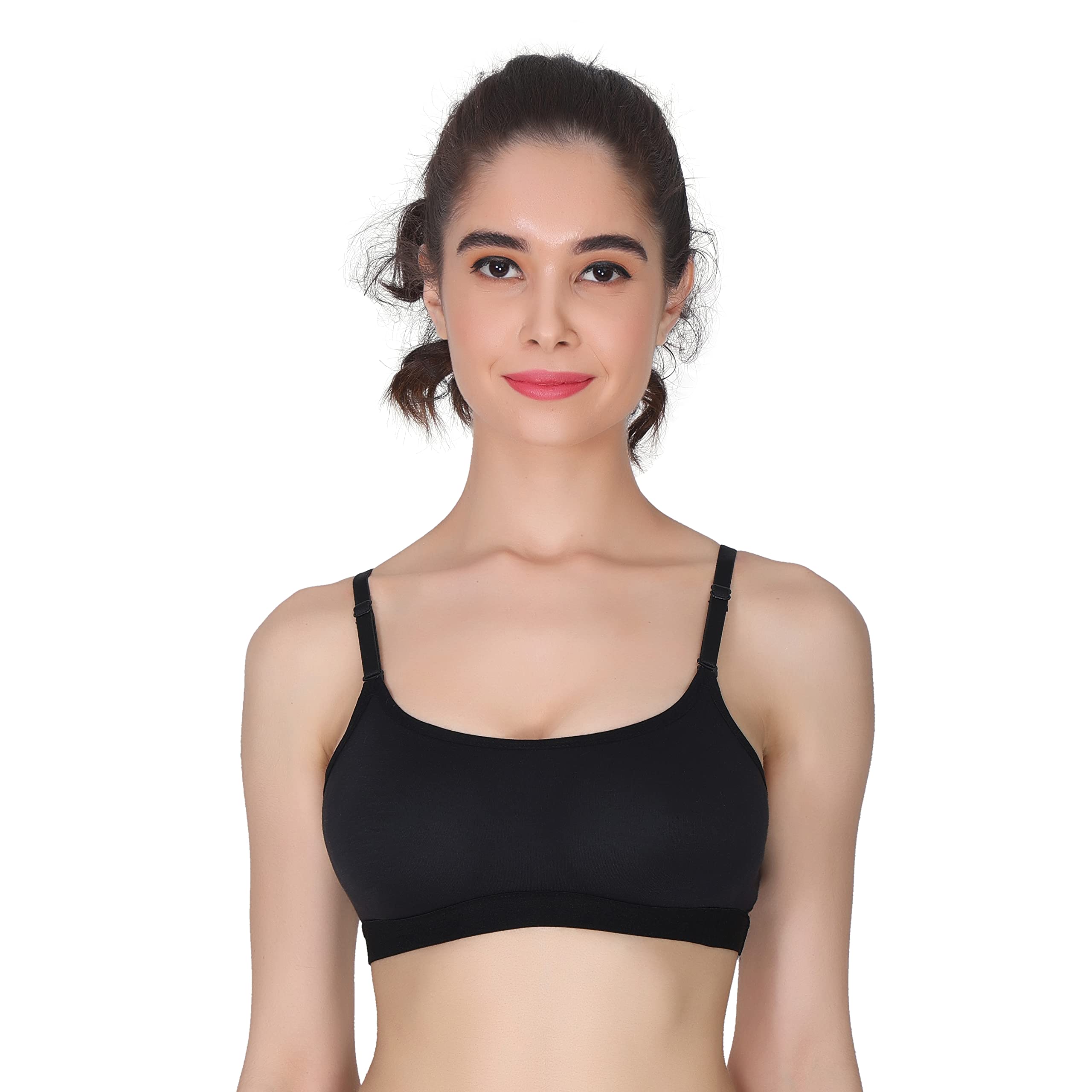 insa india (Pack of 1) Girl's and Women's Everyday Sport Bra Wireless & Non Padded Full Coverage,Removable and Adjustable Strap, Slip On Cup Size B, Black 30-picture-15