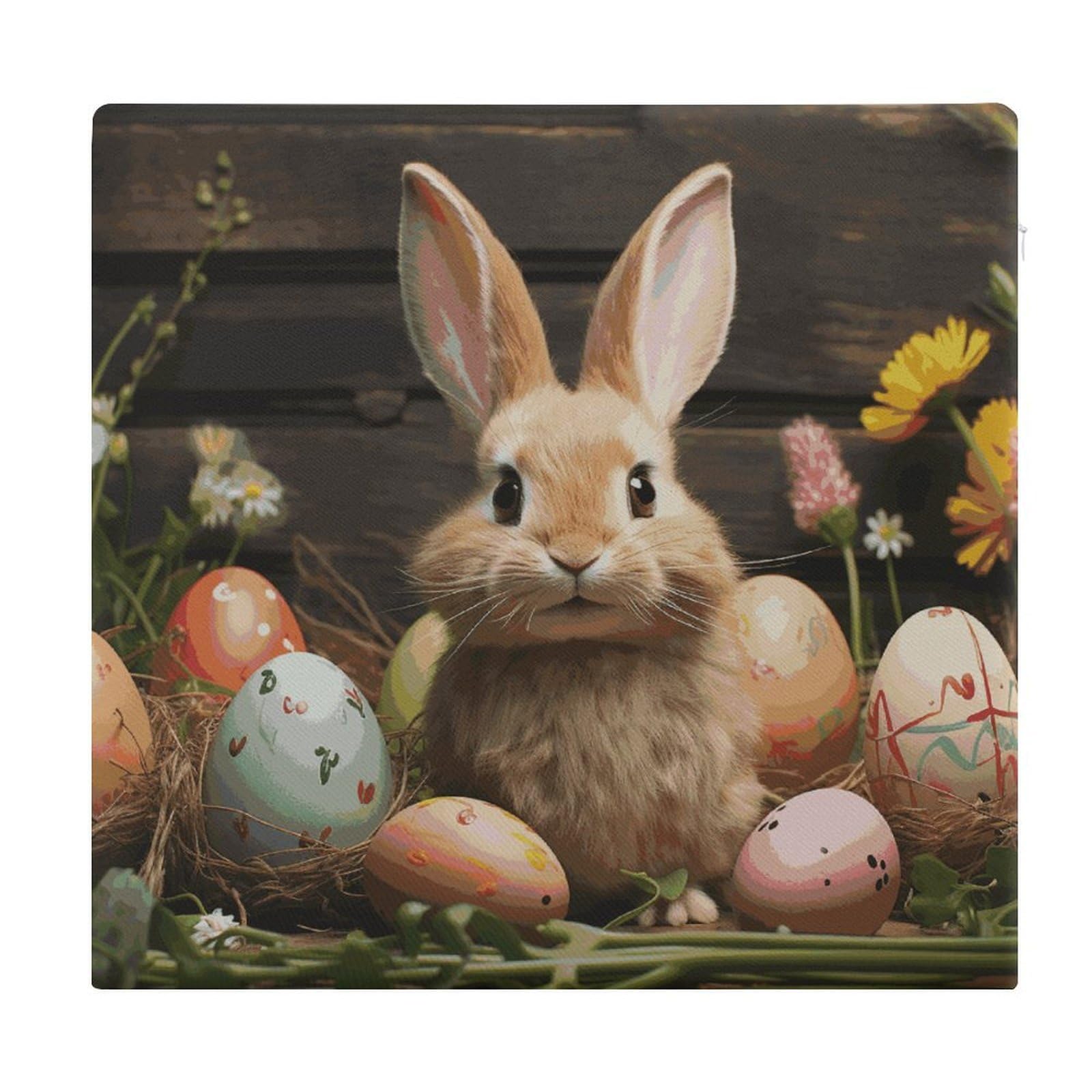 FekiLoot Easter Egg Bunny Seat Cushion for Dining Chairs Breathable Square Chair Pads Memory Foam Chair Cushions Comfortable Non-Slip Seat Pad Meditation Floor Pillow 13.8”x15”