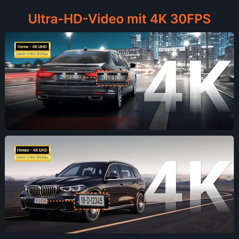Miofive S1 Ultra 4K+4K Autós Menetrögzítő Kamera, Első-Hátsó GPS, 5.8GHz WiFi, Éjjellátó, 3" IPS Kijelző, 64GB Kártya, HDR, Applikáció