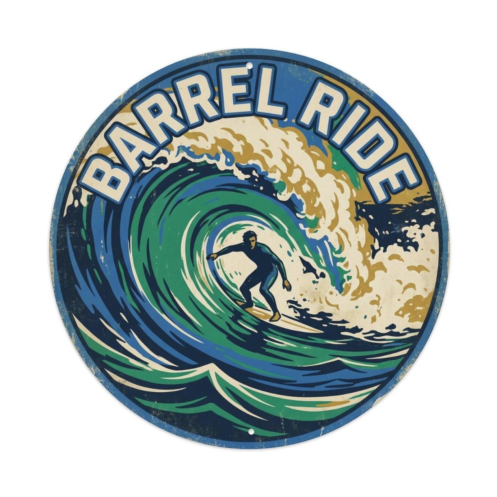 Surf Barrel Ride Hawaii North Pacific Beach Break Metal Tin Sign