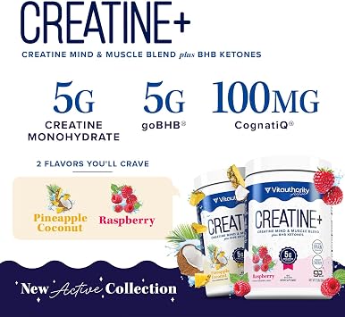 Creatine Monohydrate Powder for Women Micronized Creatine Monohydrate with goBHB & CognatiQ for Building Strength, Energy, Mental Clarity 5g Creatine per Serving Raspberry Flavored 30 Servings