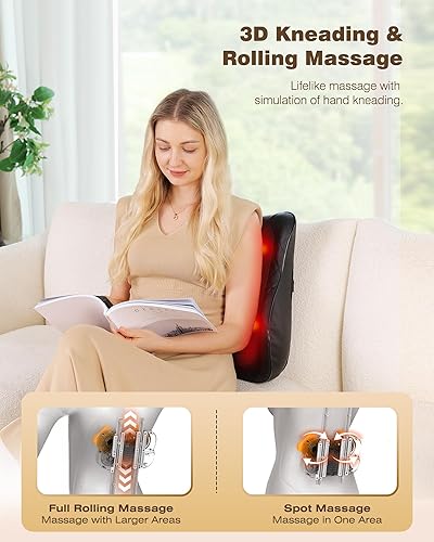 Miniatura 2 de KINGJOY Masajeador de espalda para aliviar el dolor de tejido profundo, masajeador de espalda completa con calor 3D Shiatsu amasamiento eléctrico