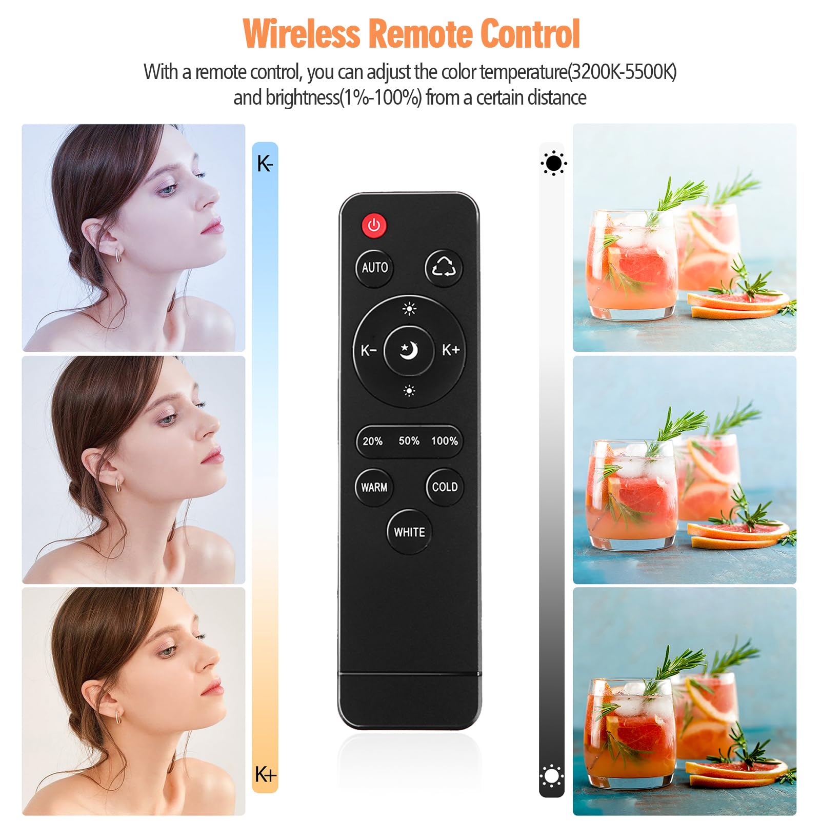Andoer Studio fotografico Luce Illuminazione Telecomando 85W 3000K-6500K Fotografia Luce Risparmio Energetico Regolabile E27 Base per Studio Home Warehouse Office Hotel
