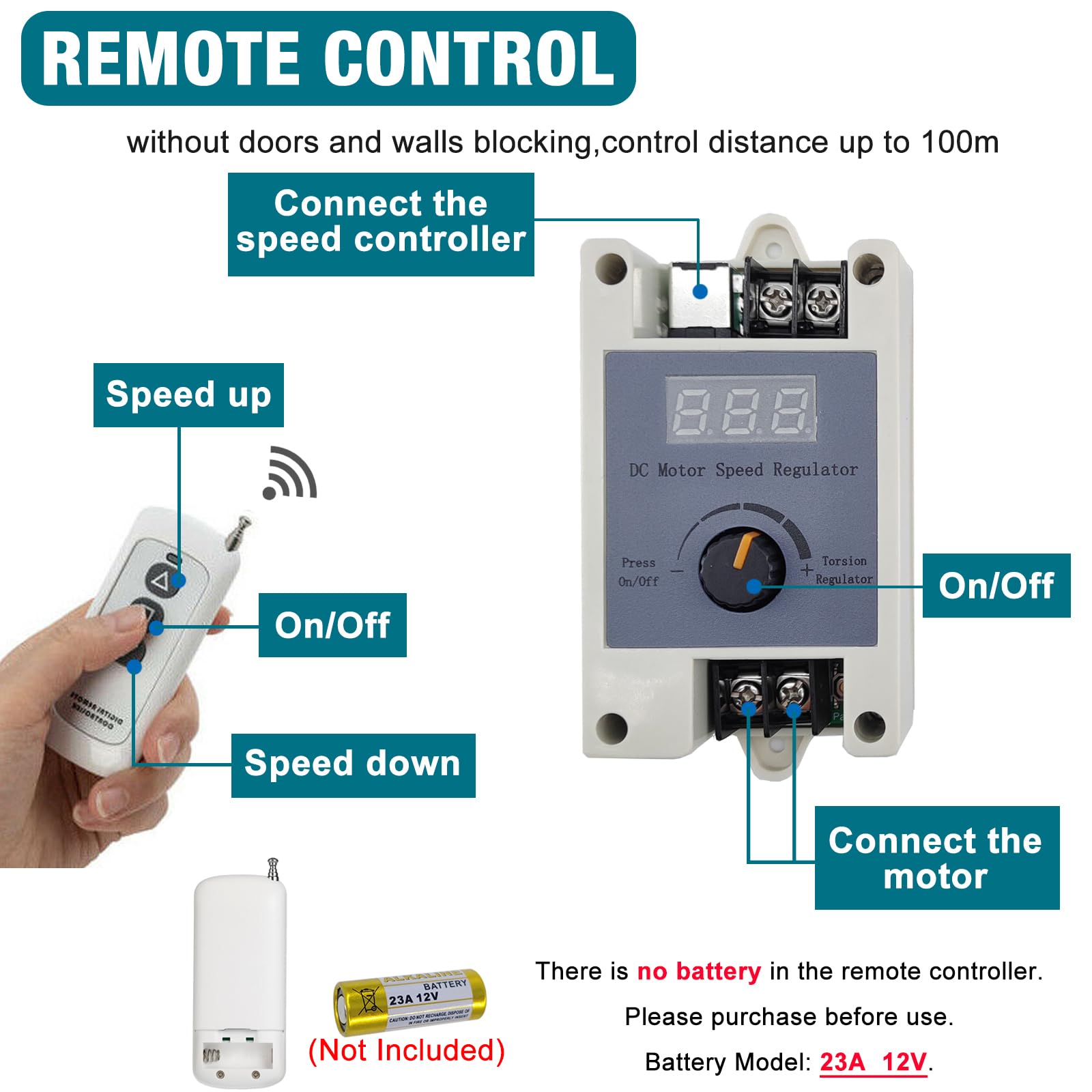 JQDML Actuador lineal alternativo de bricolaje CC 24 V 120 RPM de alto par de carrera de 1.2 a 6 pulgadas, motor telescópico ajustable con controlador de velocidad, ventosa y control remoto