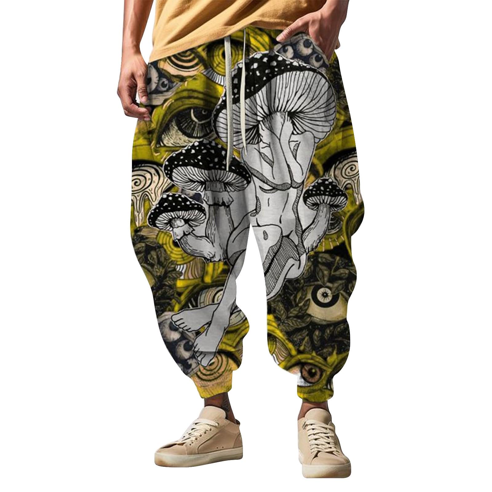 Hombre Harem Pantalones Loose Lino Bohemio Aladdin Yoga Pantalones Bloomers Drop Entrepierna Pantalones Estampado De Seda De Hielo Retro Suave Y Ligero Pantalón