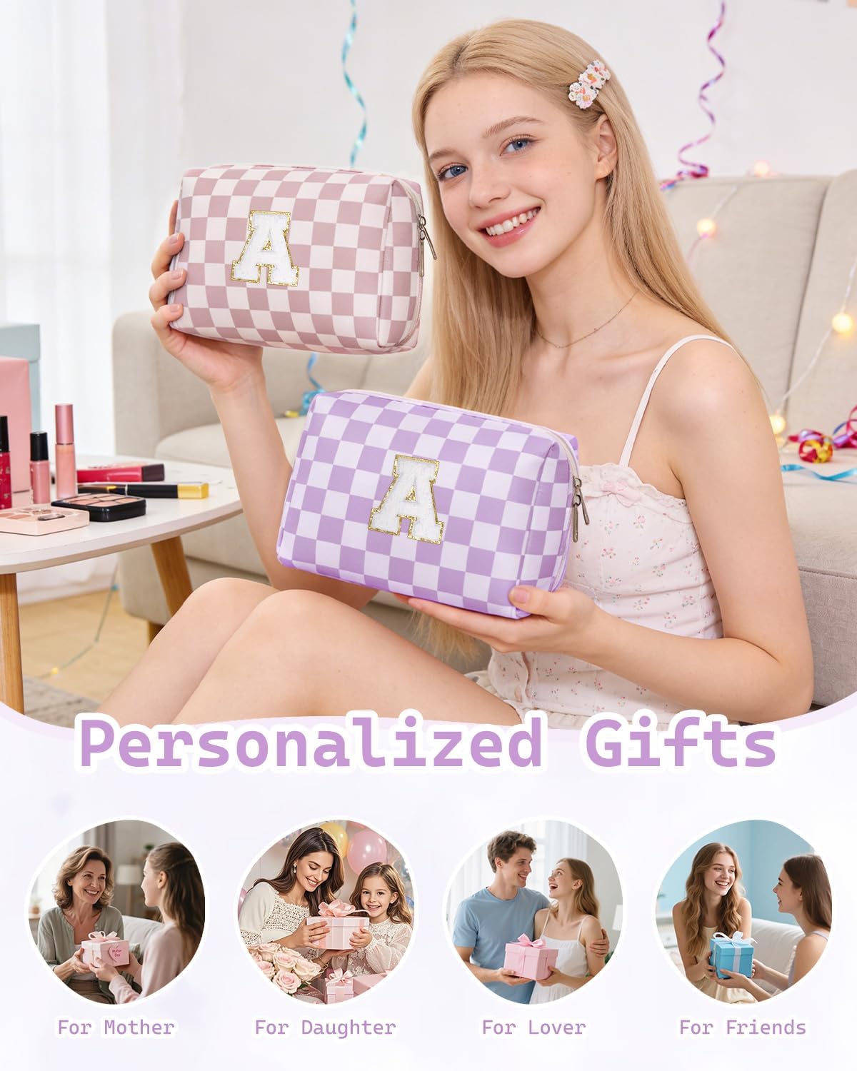 Narwey Initial Makeup Bag, Birthday Gifts for Teen Girls kids Tween Women | Trendy Stuff 6-18 Years Old, Sister Teacher Bridesmaid Mom Gifts, Personalized Travel Cosmetic Bag, Monogram Toiletry Bag