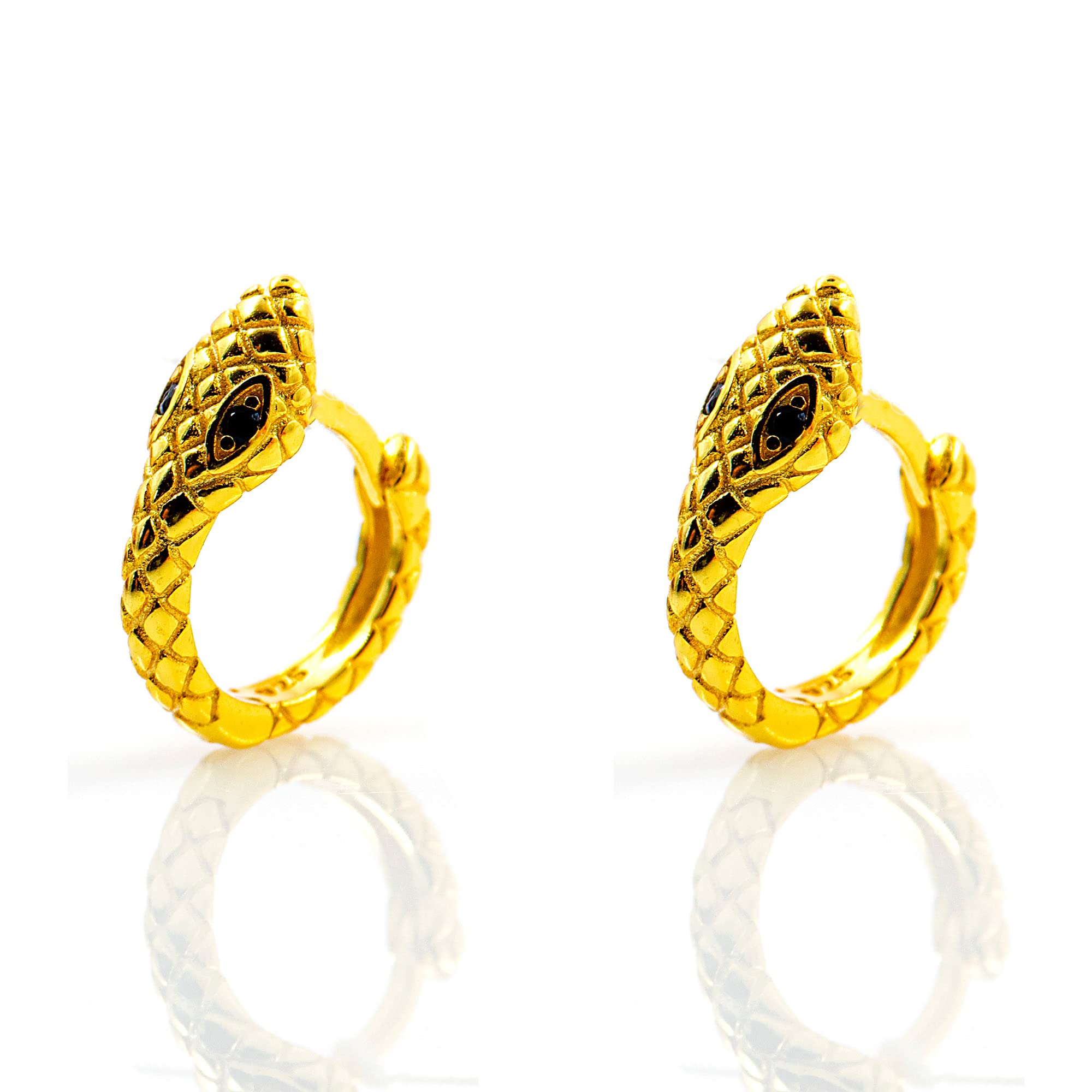 Ohrring Ohrclip 925 Sterling Silber 18k Gold beschichtet Gold Snake Schlange